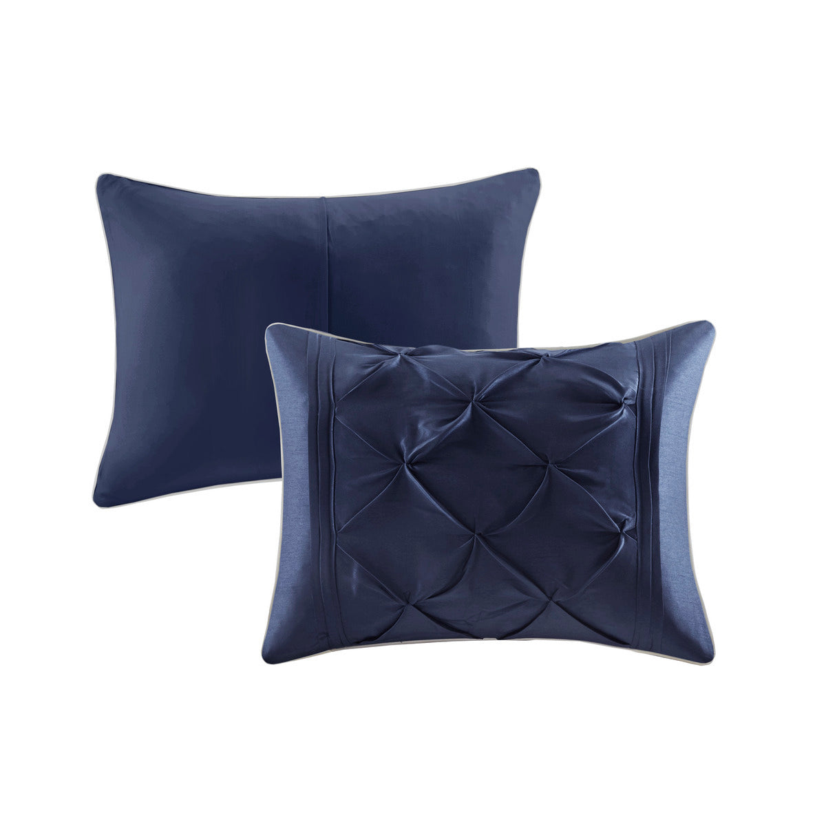 7 Piece Tufted Comforter Set Navy Queen