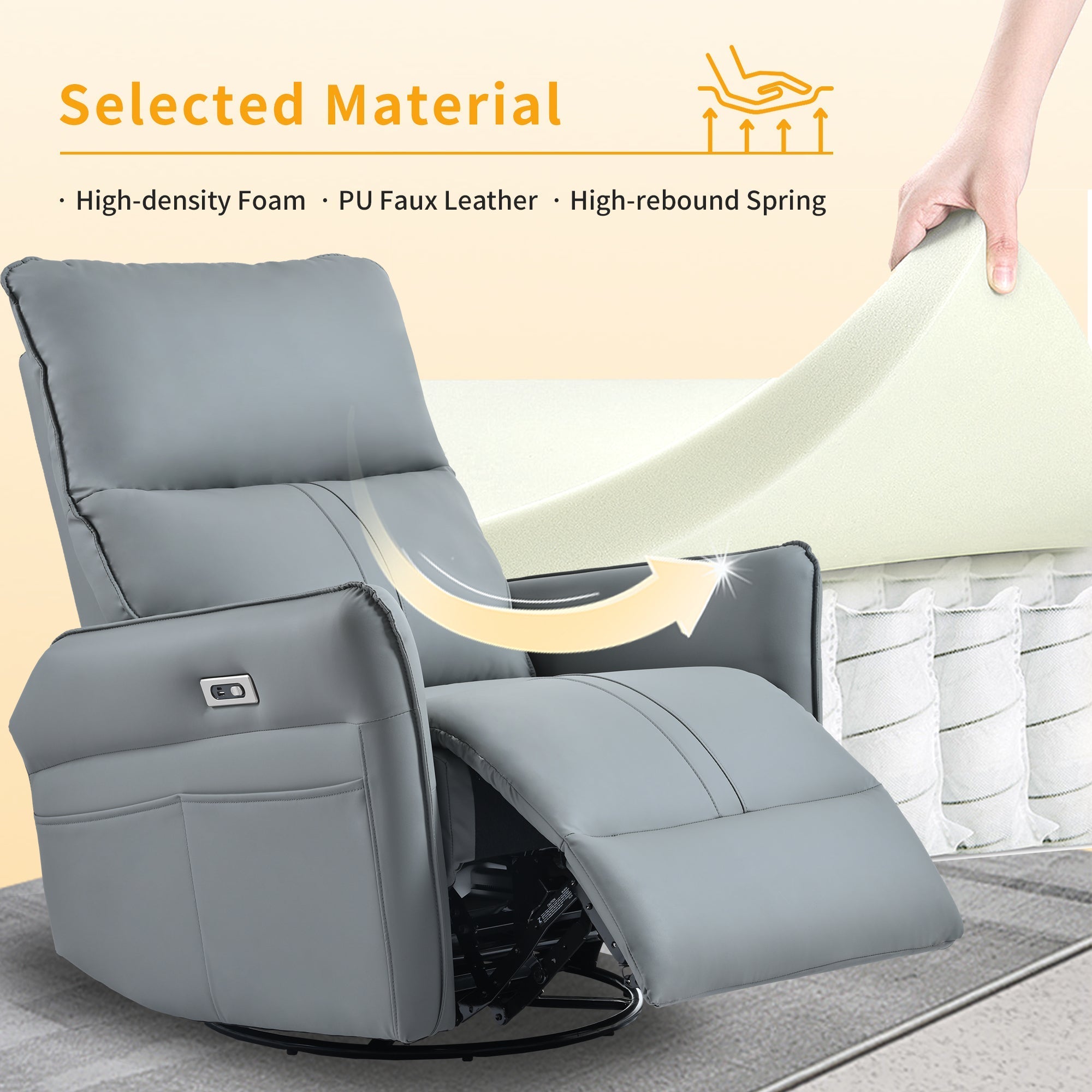 Power Swivel Rocker Recliner Chair for Adults
