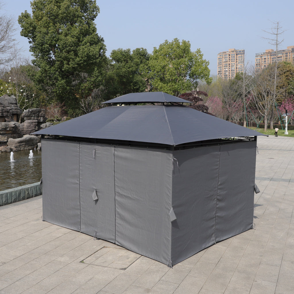 13x10 Ft Outdoor Patio Gazebo Canopy Tent with Ventilated Double Roof and Side Wall