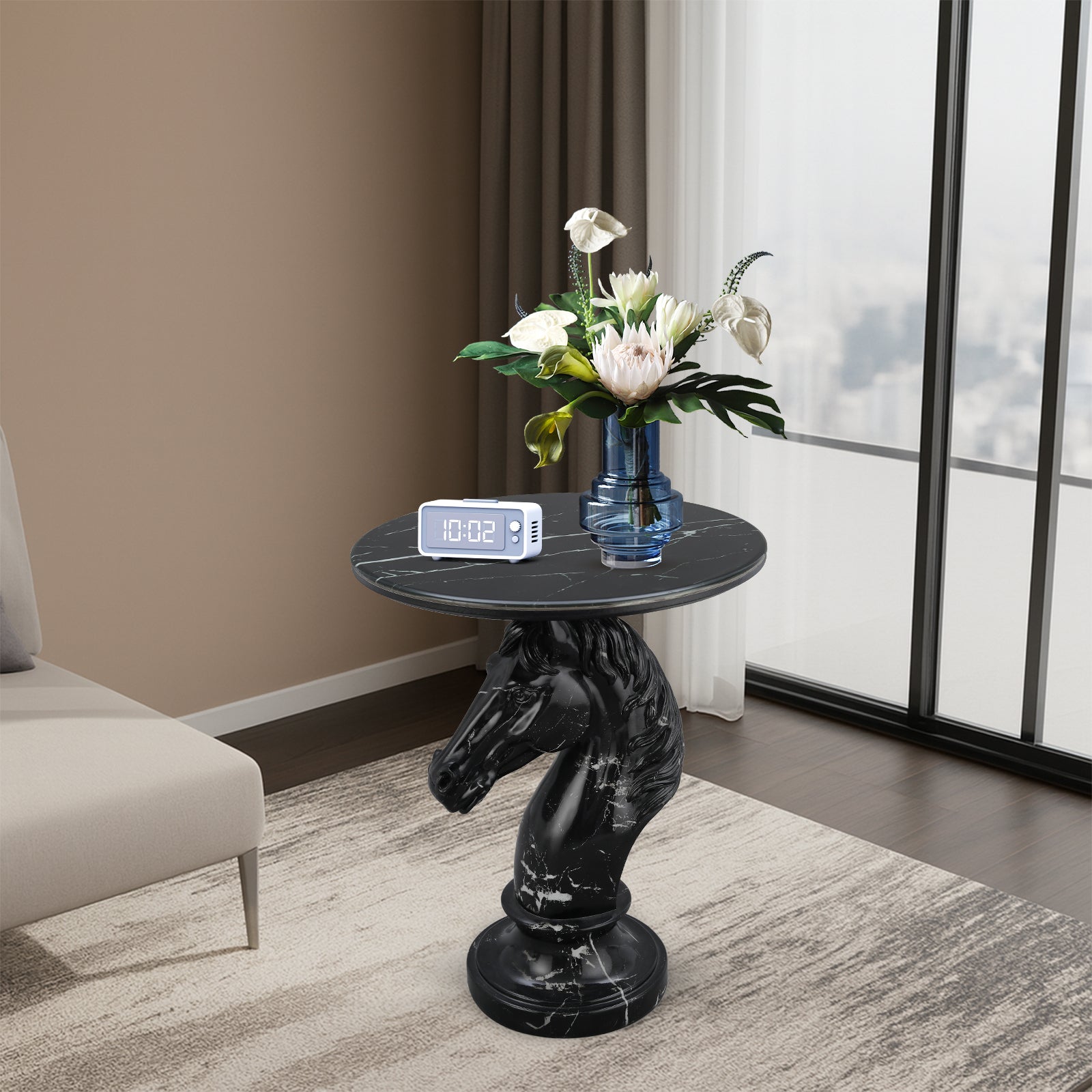 Horse Head Accent Table Animal Statue End Table