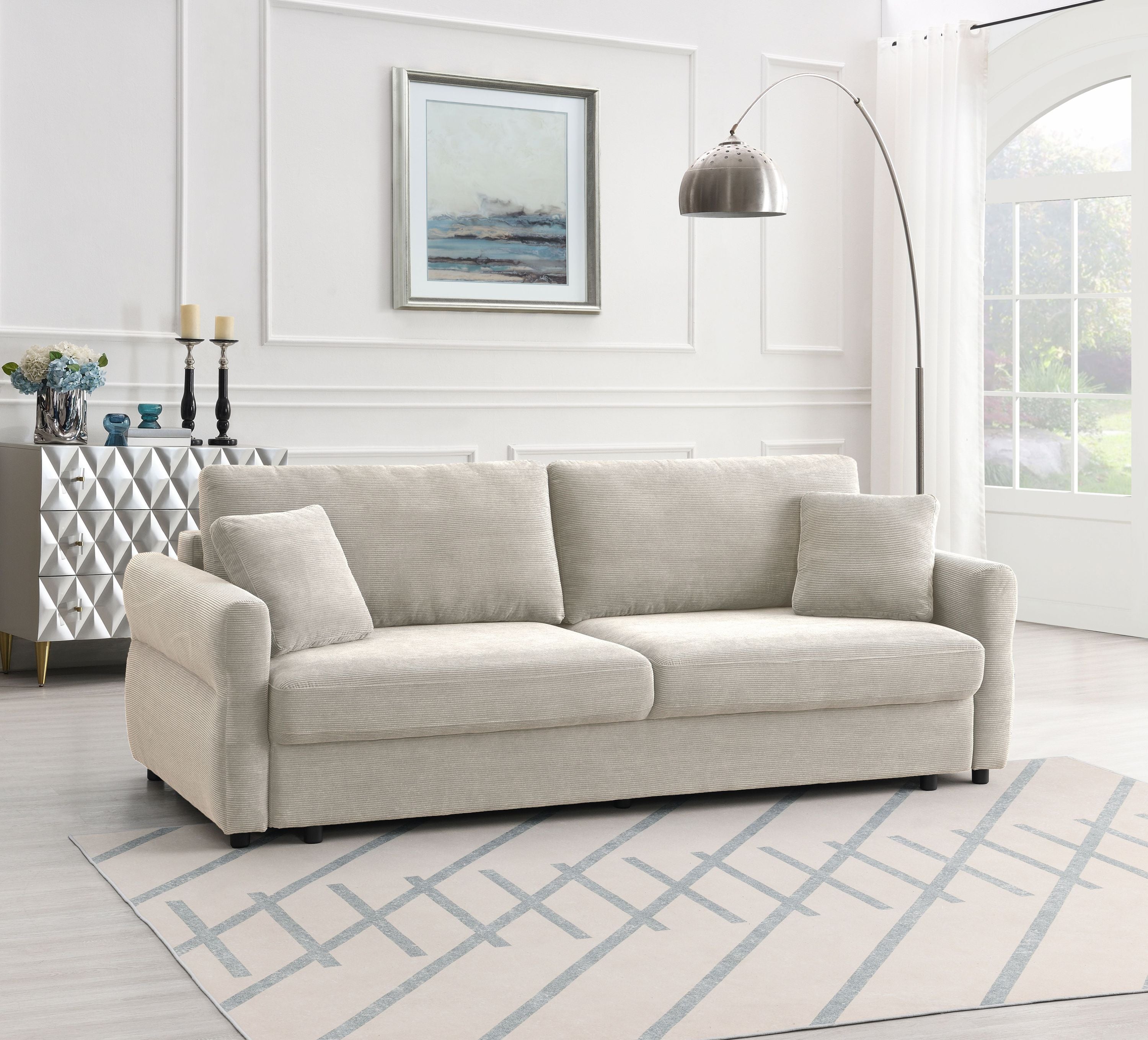 Haran Fabric Pull-Out Sleeper with Storage