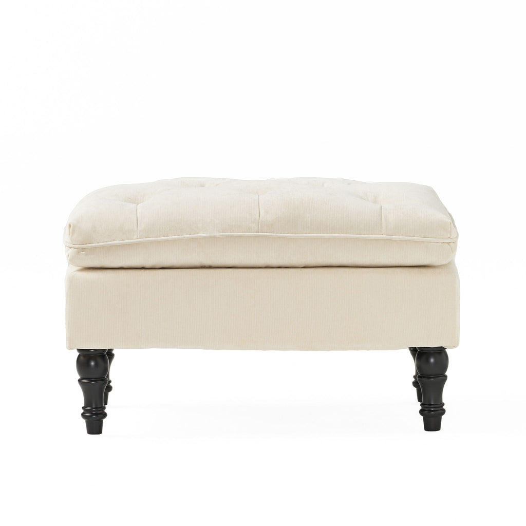 Lofton Pillow Top Ottoman With Button Tufting - Cream