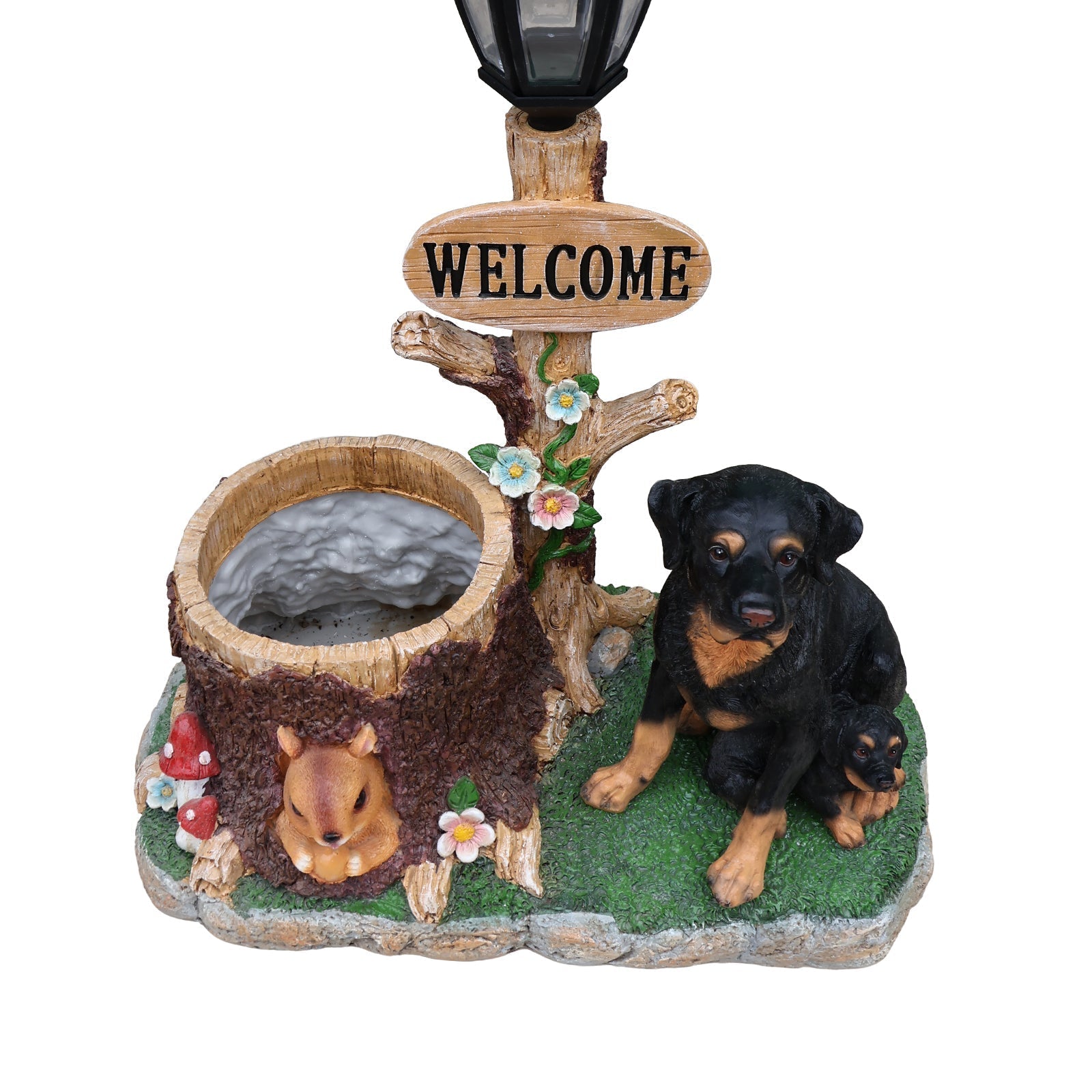 Rottweiler Dog Family Planter Statue