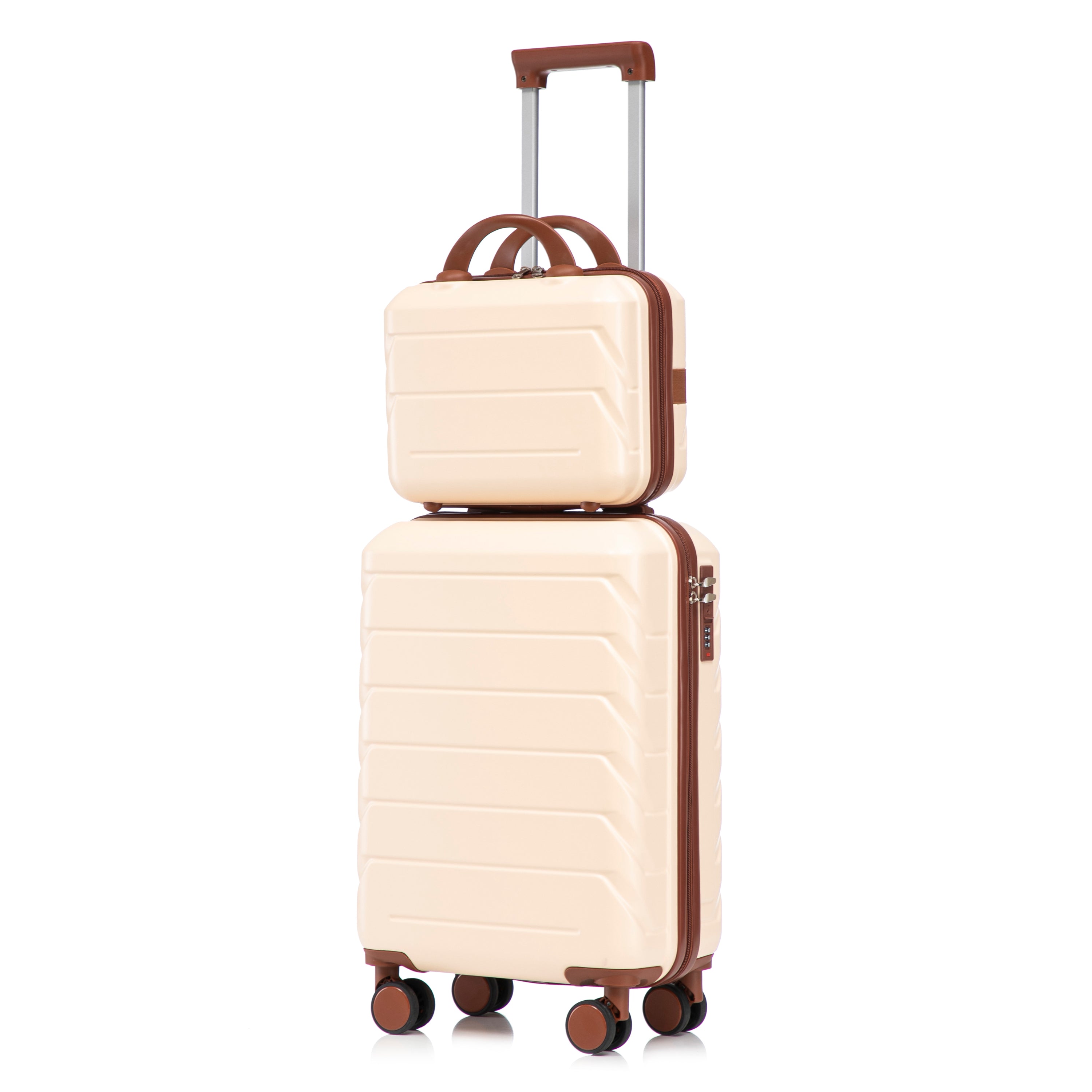 14'/20' 2-Piece Beige ABS Spinner Wheel Luggage Set