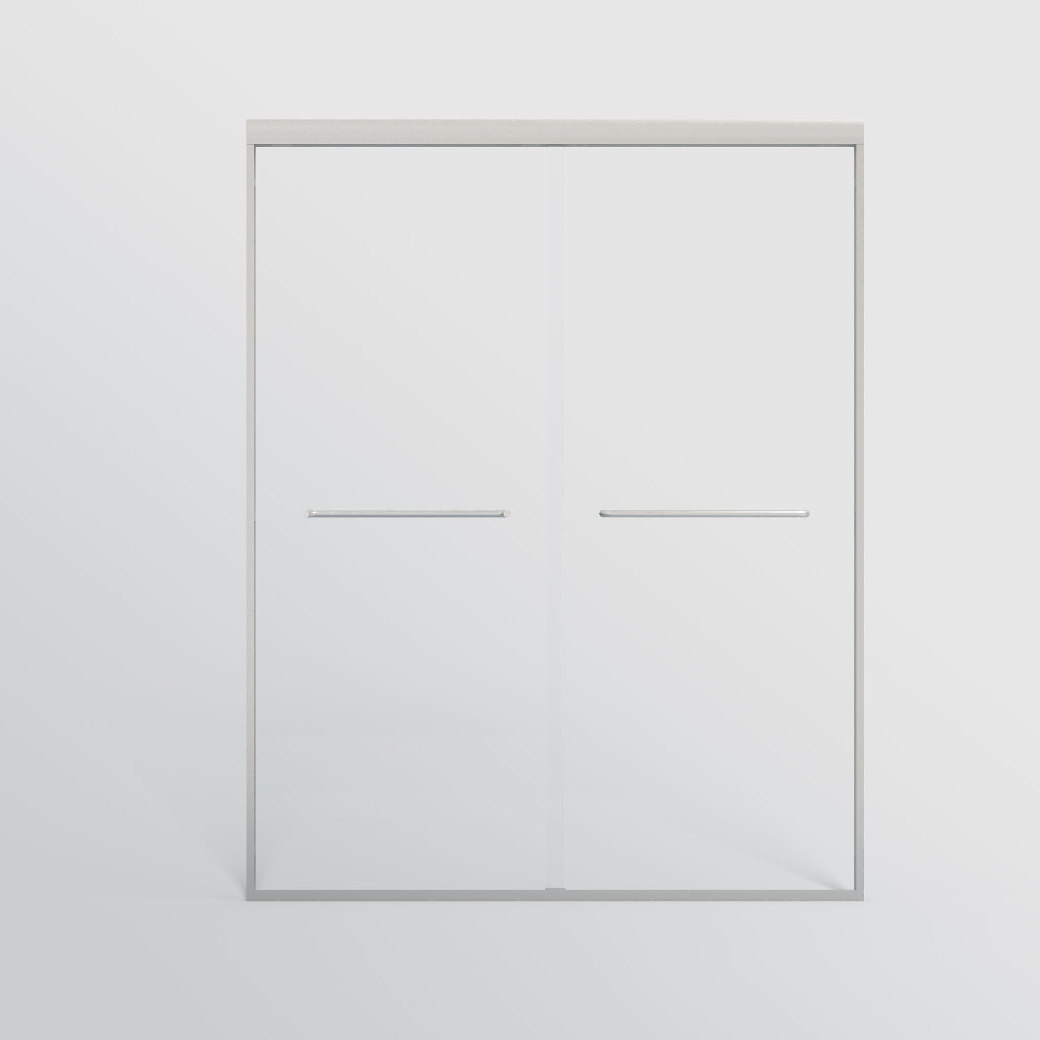 Double Sliding Shower Door, Semi-Frameless Bypass Bathroom Sliding Door With 1/4" (6 Mm) Tempered Glass For Walk-In Shower