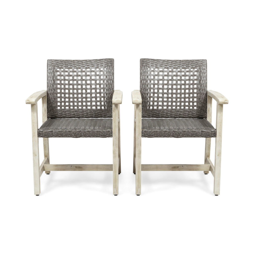 Outdoor Dining Chair Acacia Wood Frame (Set of 2)