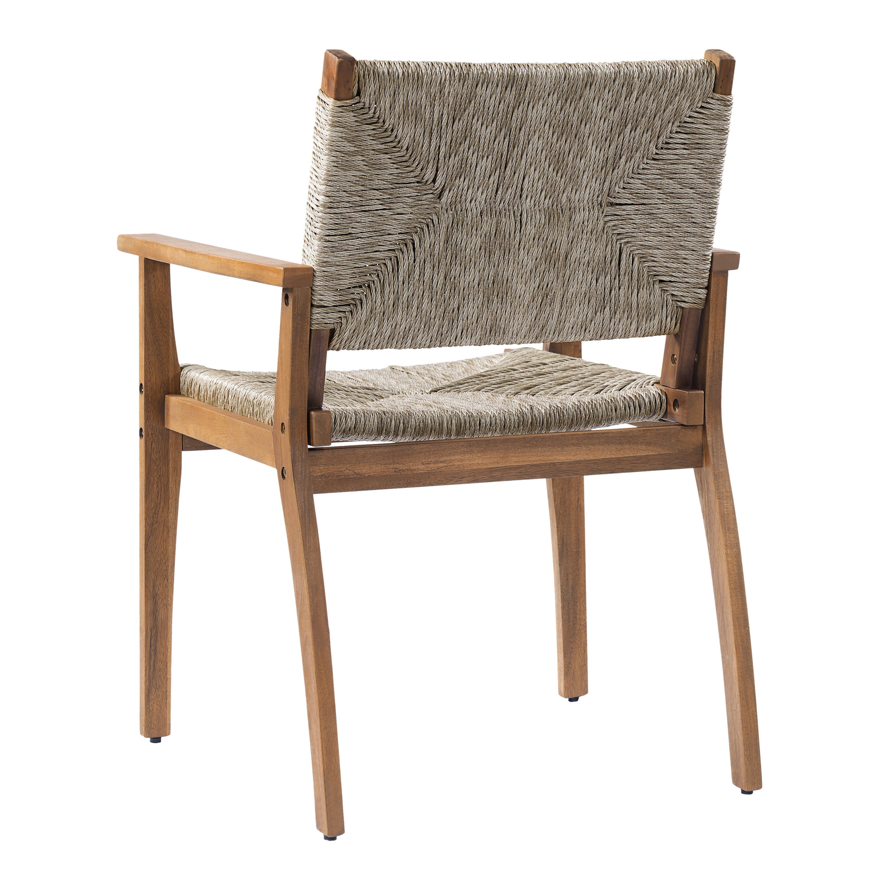 Durable Outdoor Dining Chair Set with Acacia Wood Frame and Wicker Seat