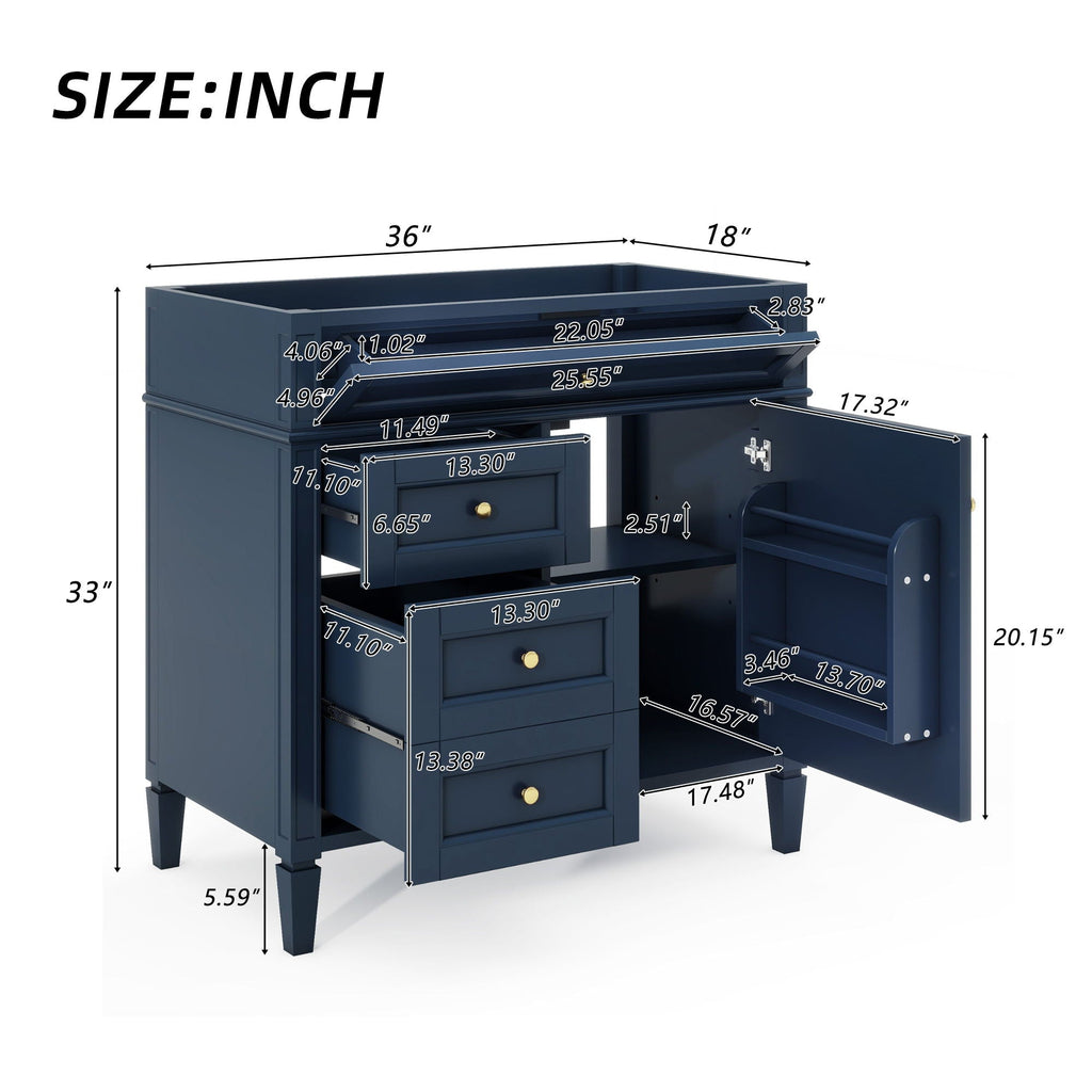 Bathroom Vanity With 2 Drawers and Tip-Out Storage Cabinet