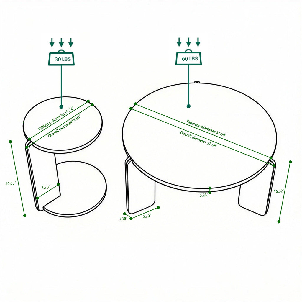 Coffee Table Set With Center Table & Side Table