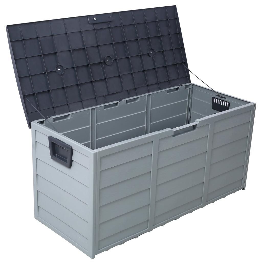 All Weather UV Pool Deck Box Storage Shed Bin with Wheels