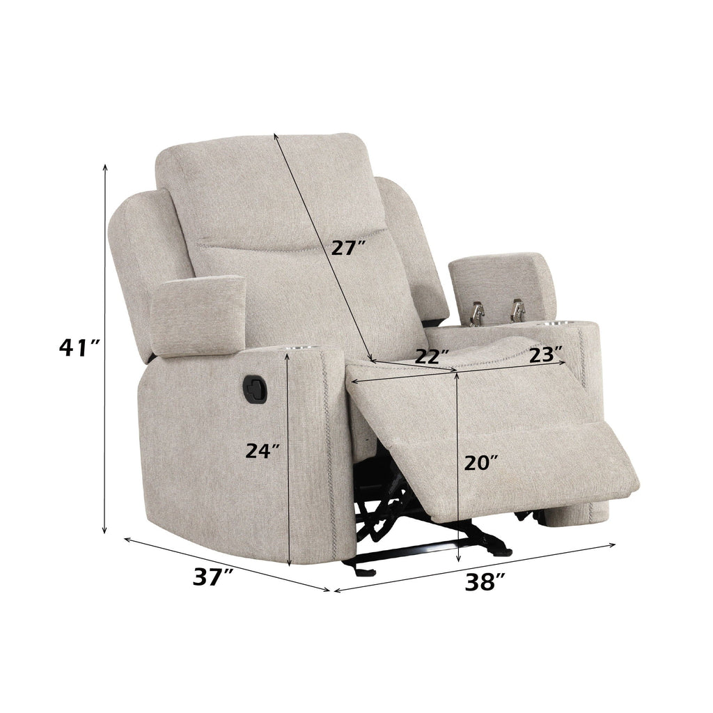 Galya Motion Glider Recliner - Light Gray