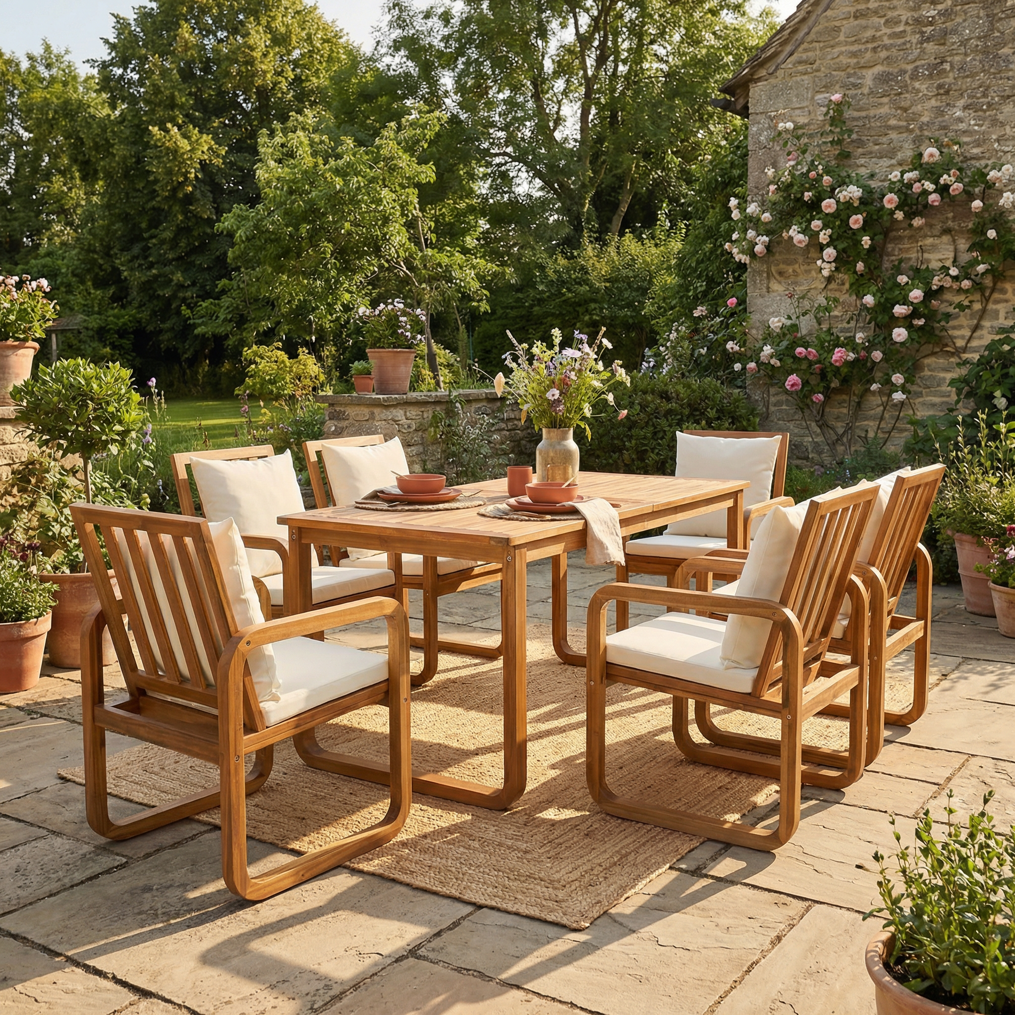 7 Pieces Patio Dining Set Outdoor Dining Table and Chairs