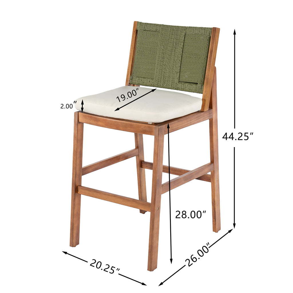 4 Pieces Arly Green Outdoor Bar Stool Set