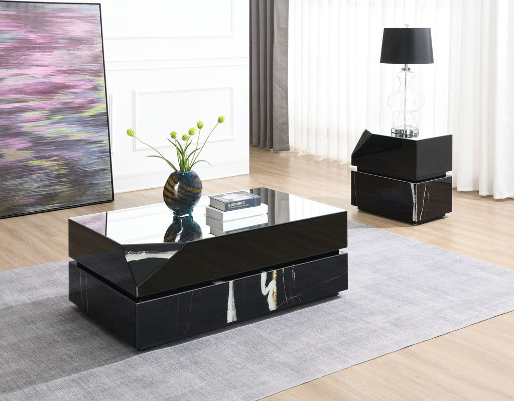 Drisana Mirrored End Table - Black