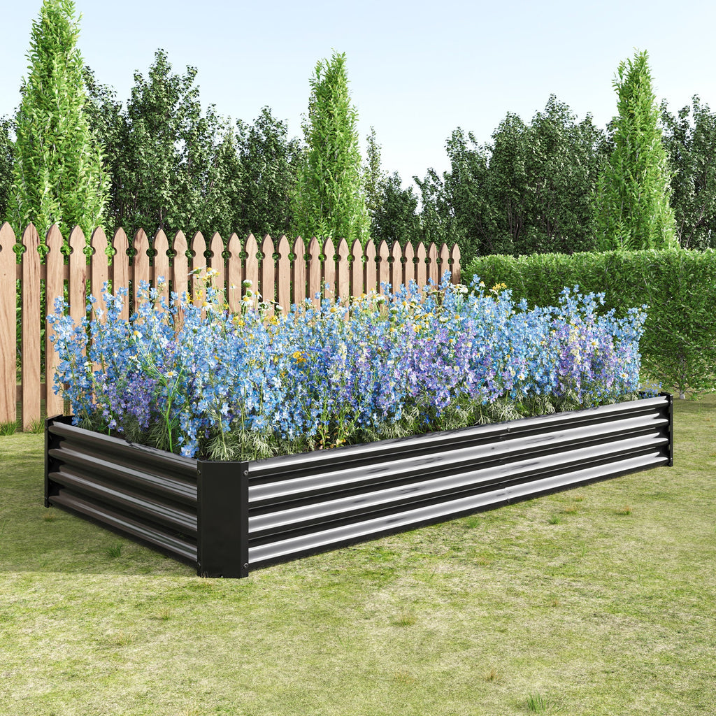 Raised Garden Bed Kit - Metal 7.6x3.7x0.98 ft Black