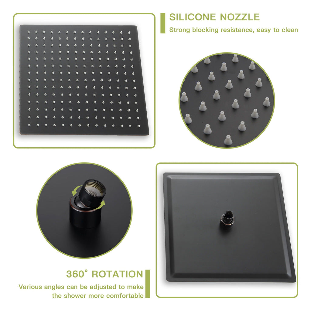Dual Shower Head 16" Ceiling Mount Square Shower System With Rough In Valve