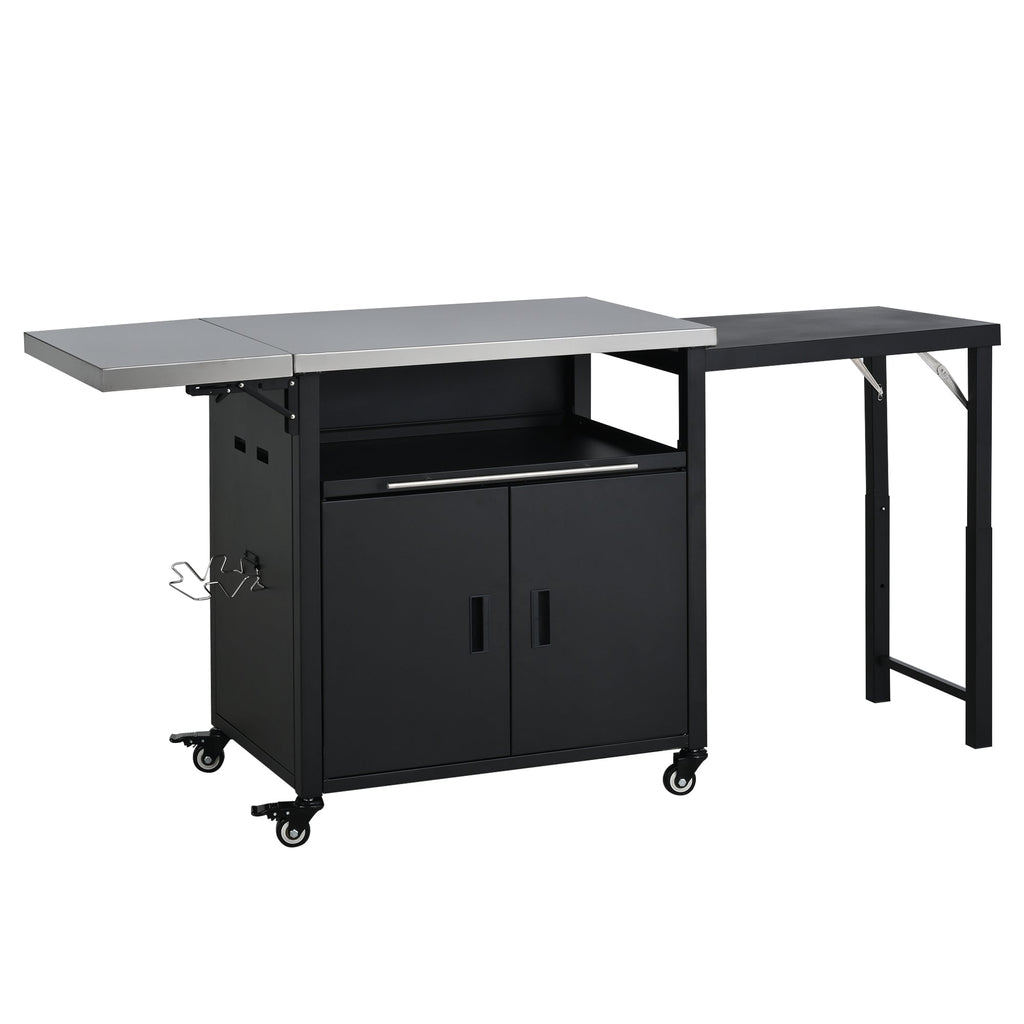 Foldable Outdoor Prep Station BBQ Cart Patio Dining Cart