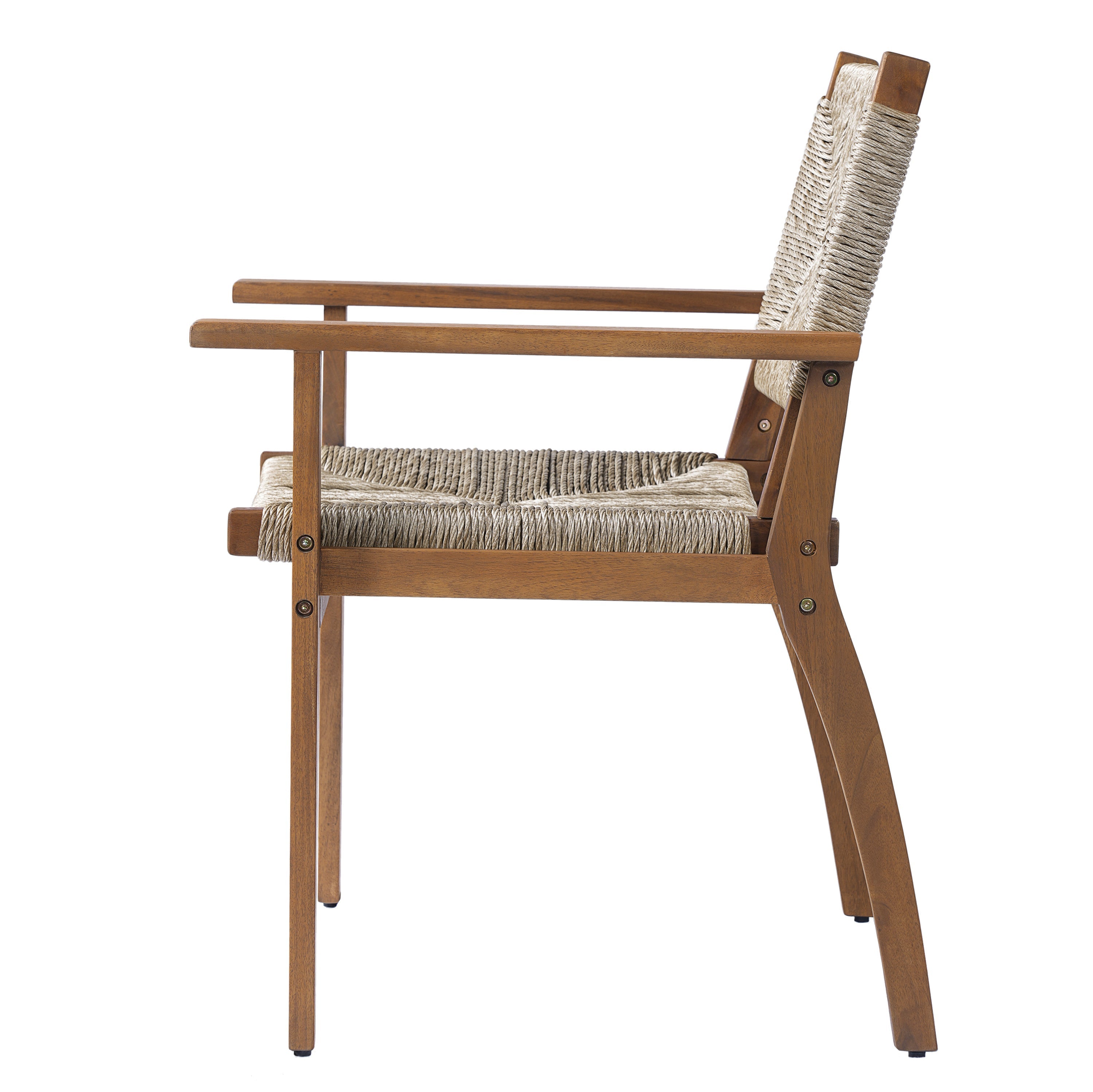 Durable Outdoor Dining Chair Set with Acacia Wood Frame and Wicker Seat