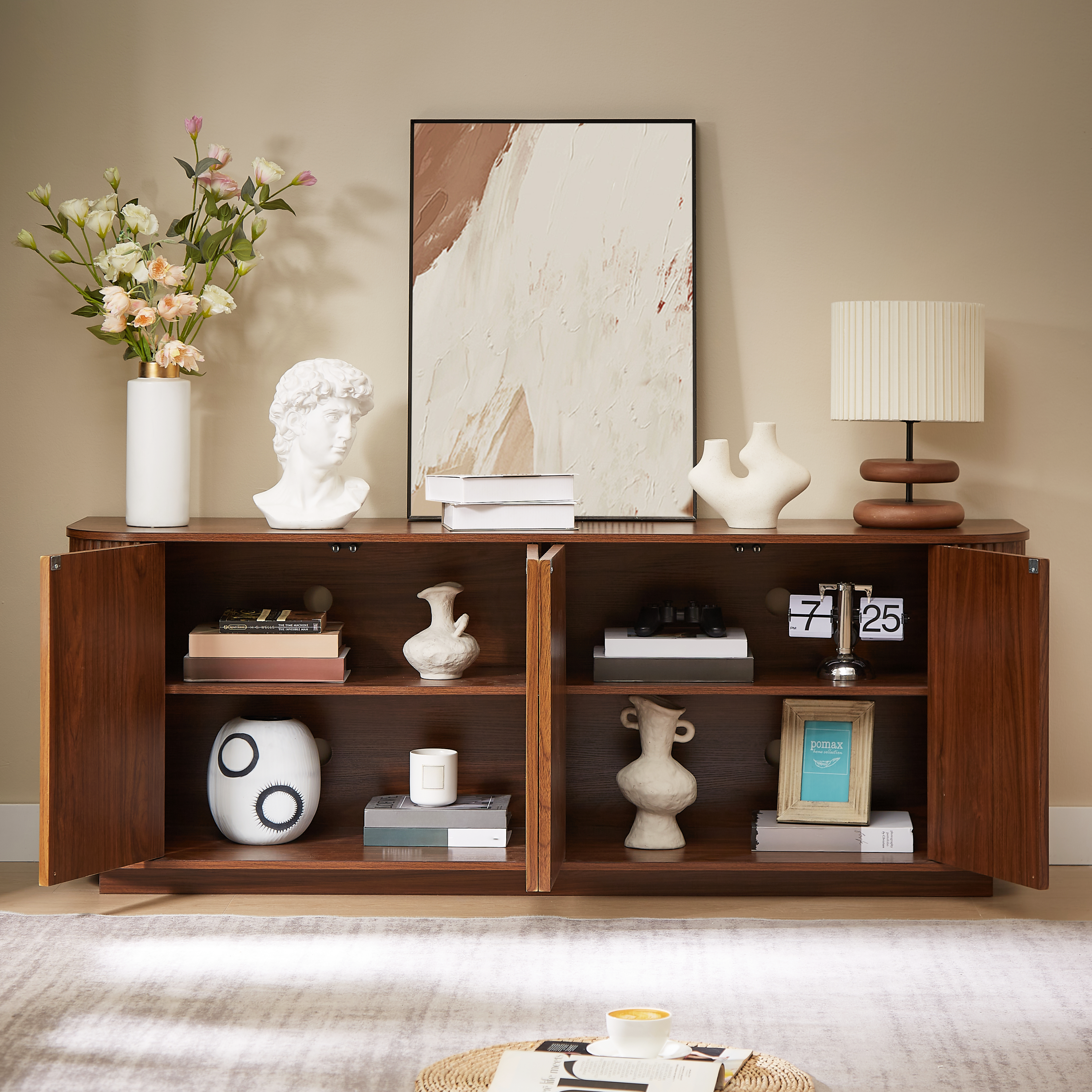 Sideboard Storage Cabinet TV Stand with Wave Pattern