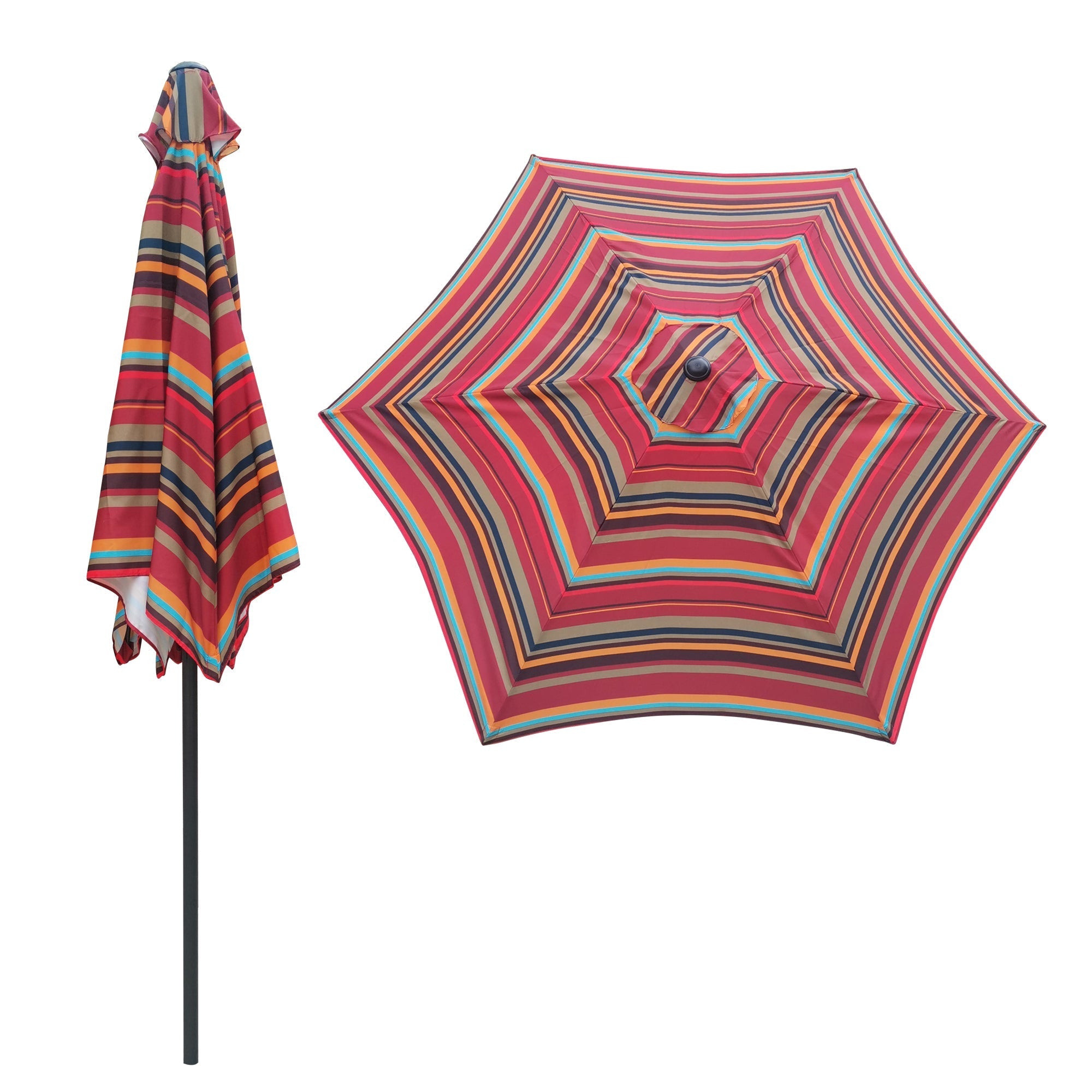 9FT Red Striped Patio Umbrella