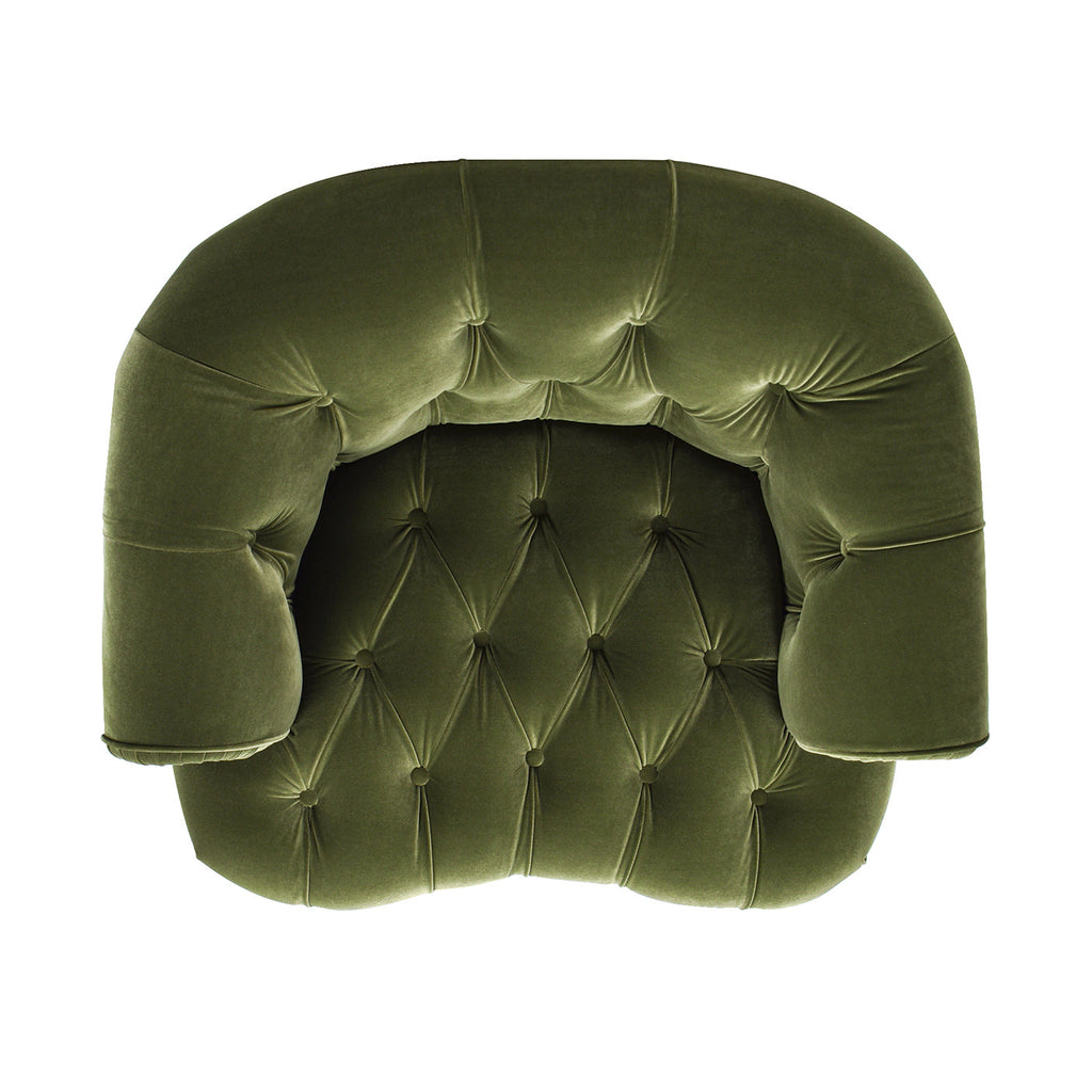 La Rosa Victorian Tufted Upholstered Accent Chair, Olive Green Performance Velvet