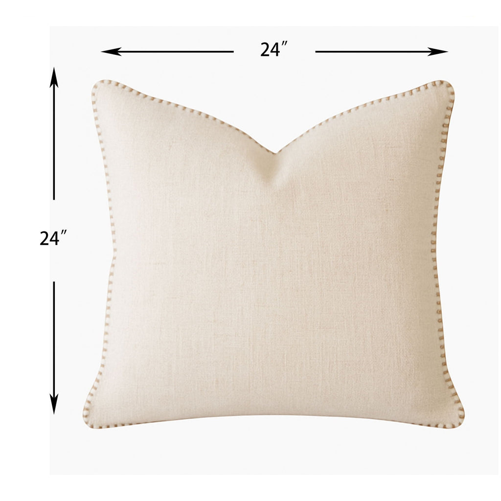 Homey Cozy Throw Pillow With Decorative Stitching - Ivory
