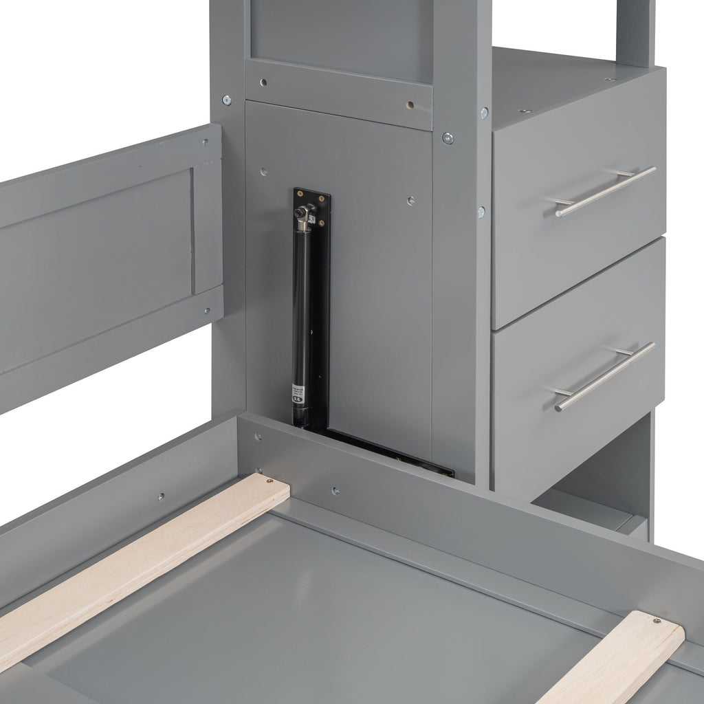 Murphy Wall Bed With LED Lights, Shelves And Drawers