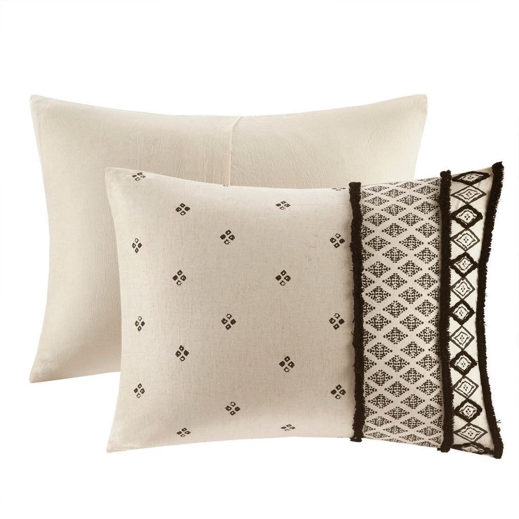 Full/Queen 3 Piece Flax and Cotton Blended Duvet Cover Set