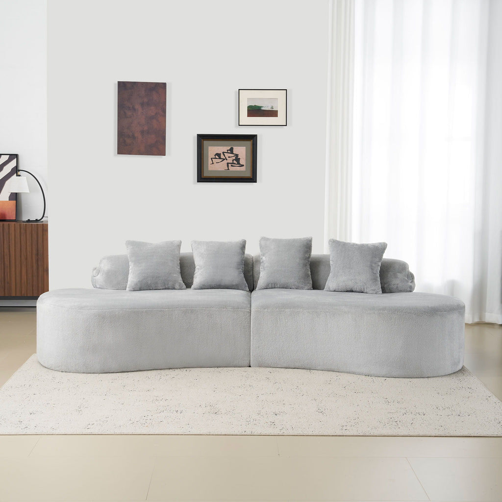 Modern Curved Sofa With Pillows