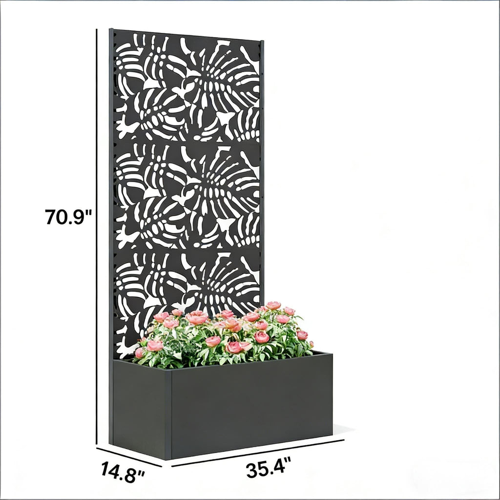Trellis Planter with Spacious Metal Box and Efficient Drainage