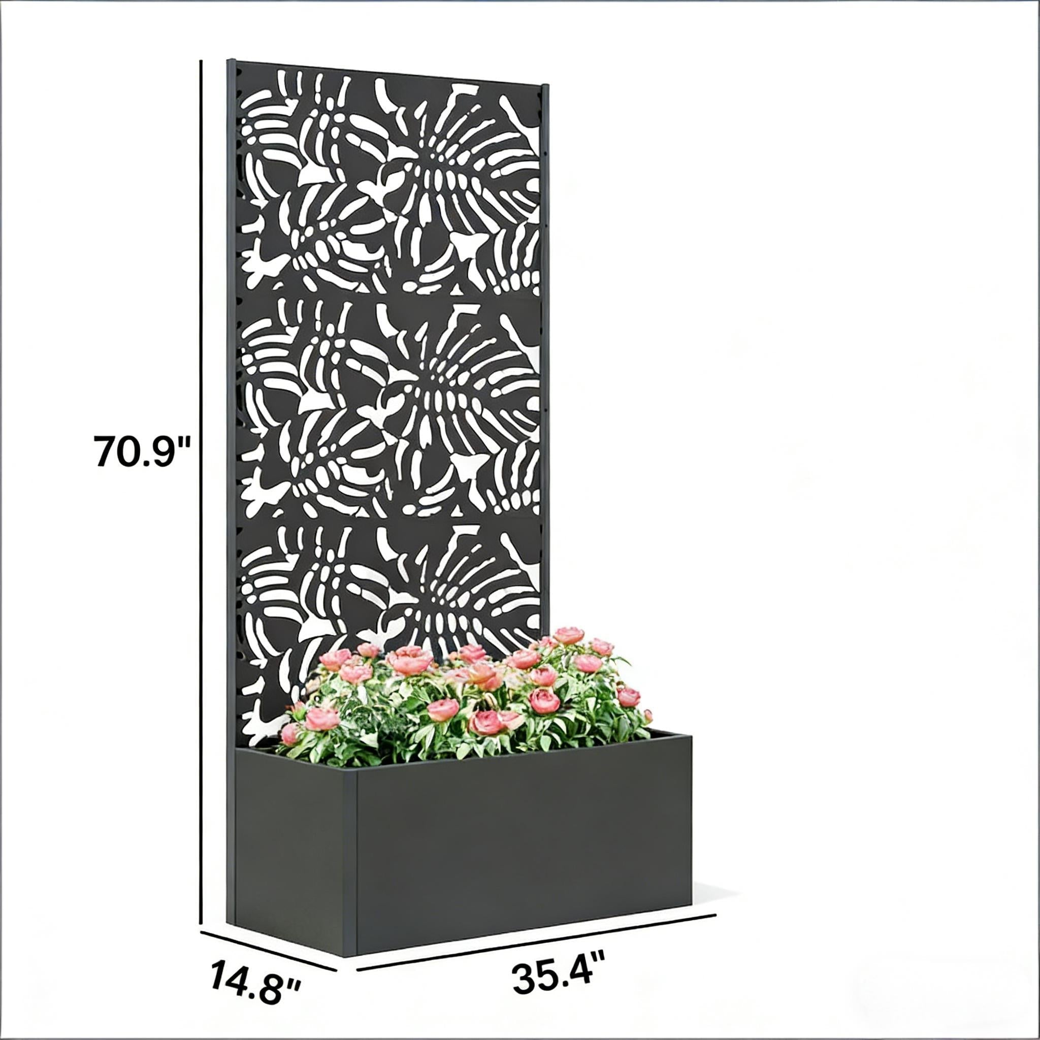 Trellis Planter with Spacious Metal Box and Efficient Drainage