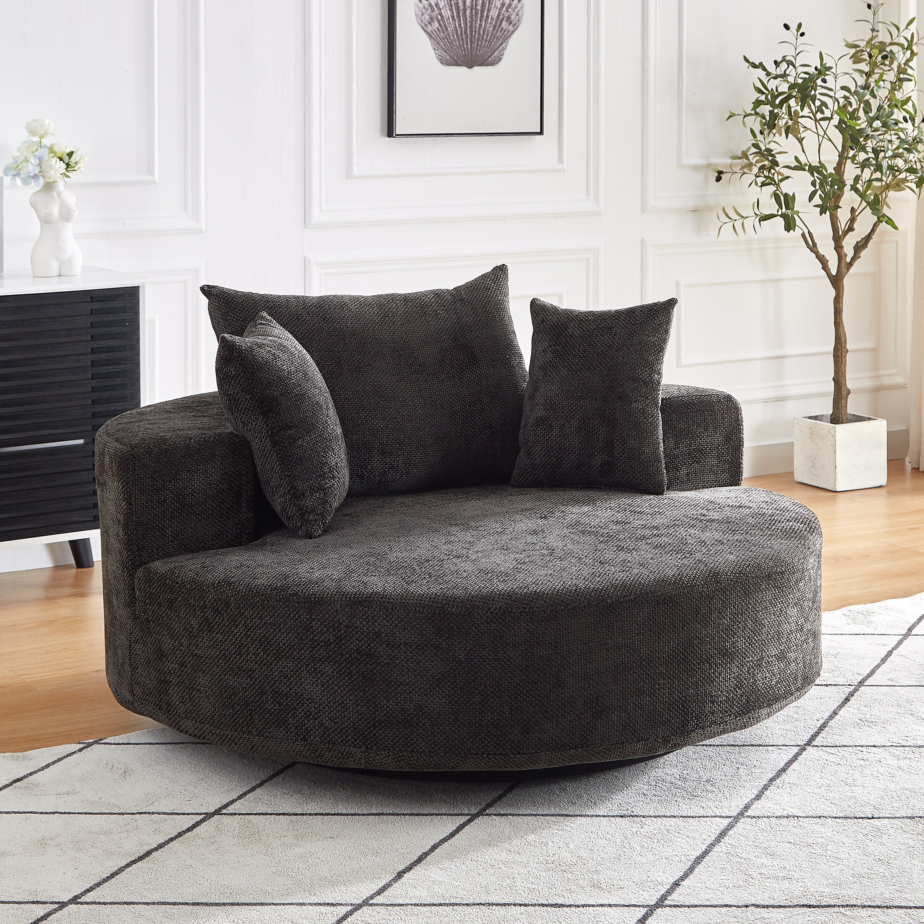55'' Chenille Foam Single Swivel Chair