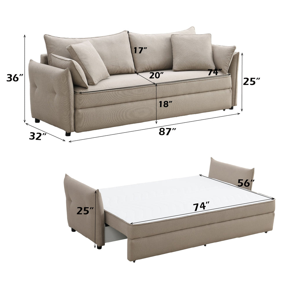 Irina Beige Fabric Sofa with Sleeper