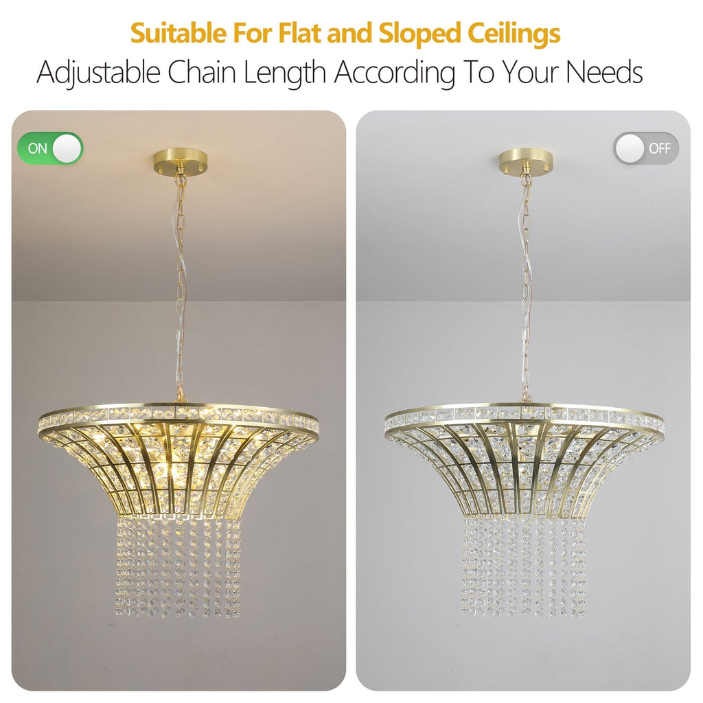8-Light 23.6' Wide Crystal Waterfall Chandelier