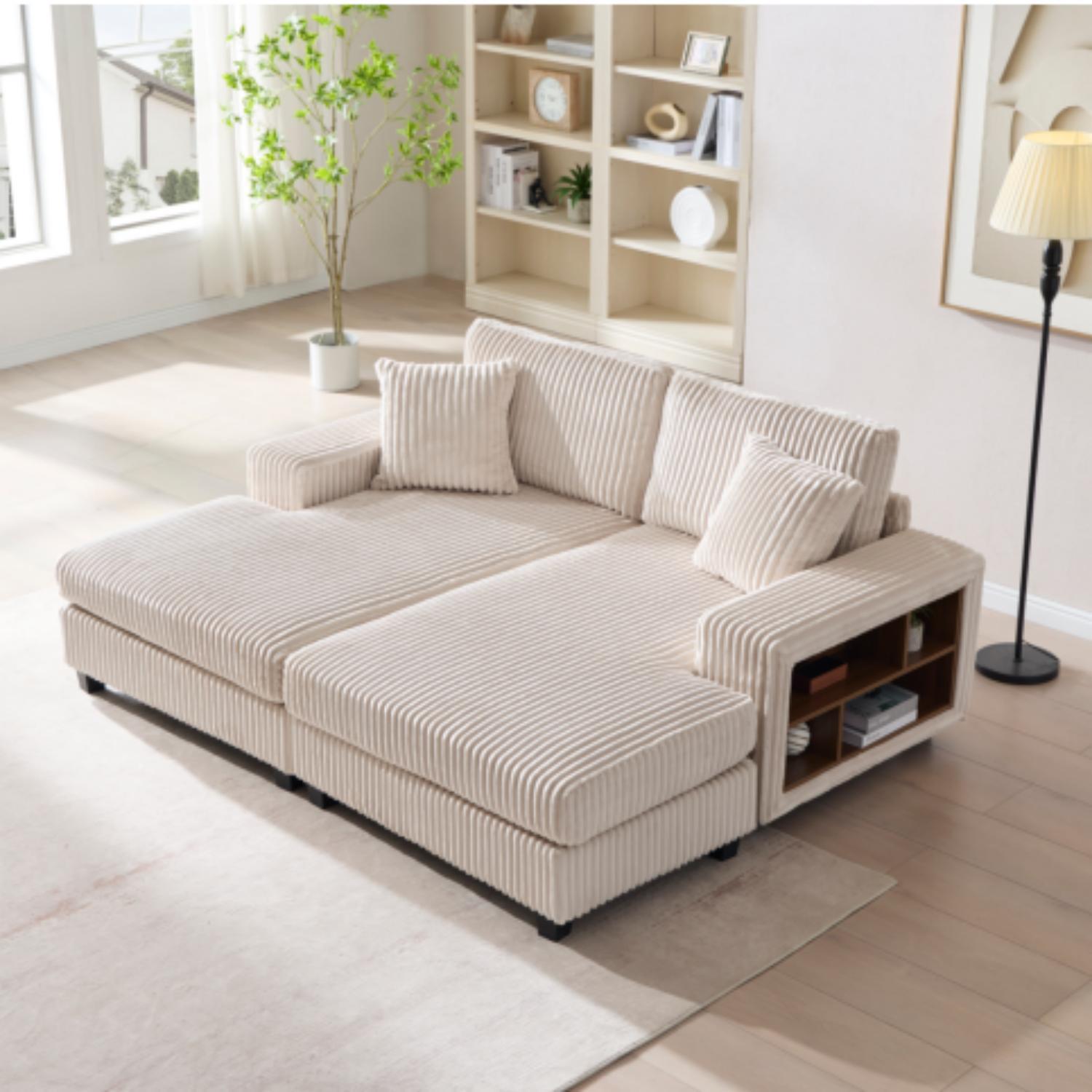 Convertible Sectional Sofa, Sleeper Oversized Living Room Lounge
