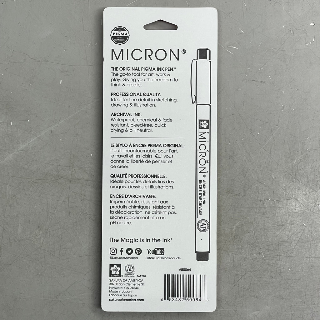 SAKURA (6-PACK) Pigma Micron Pens 0.20mm, 0.30mm, 0.50mm Black 50064