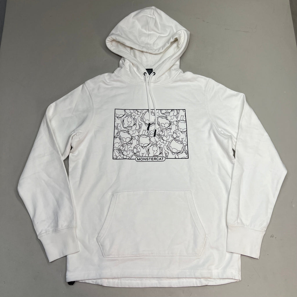 MONSTERCAT Synch Waist Hooded Pull Over Logo Hoodie Men's Sz M White/Black