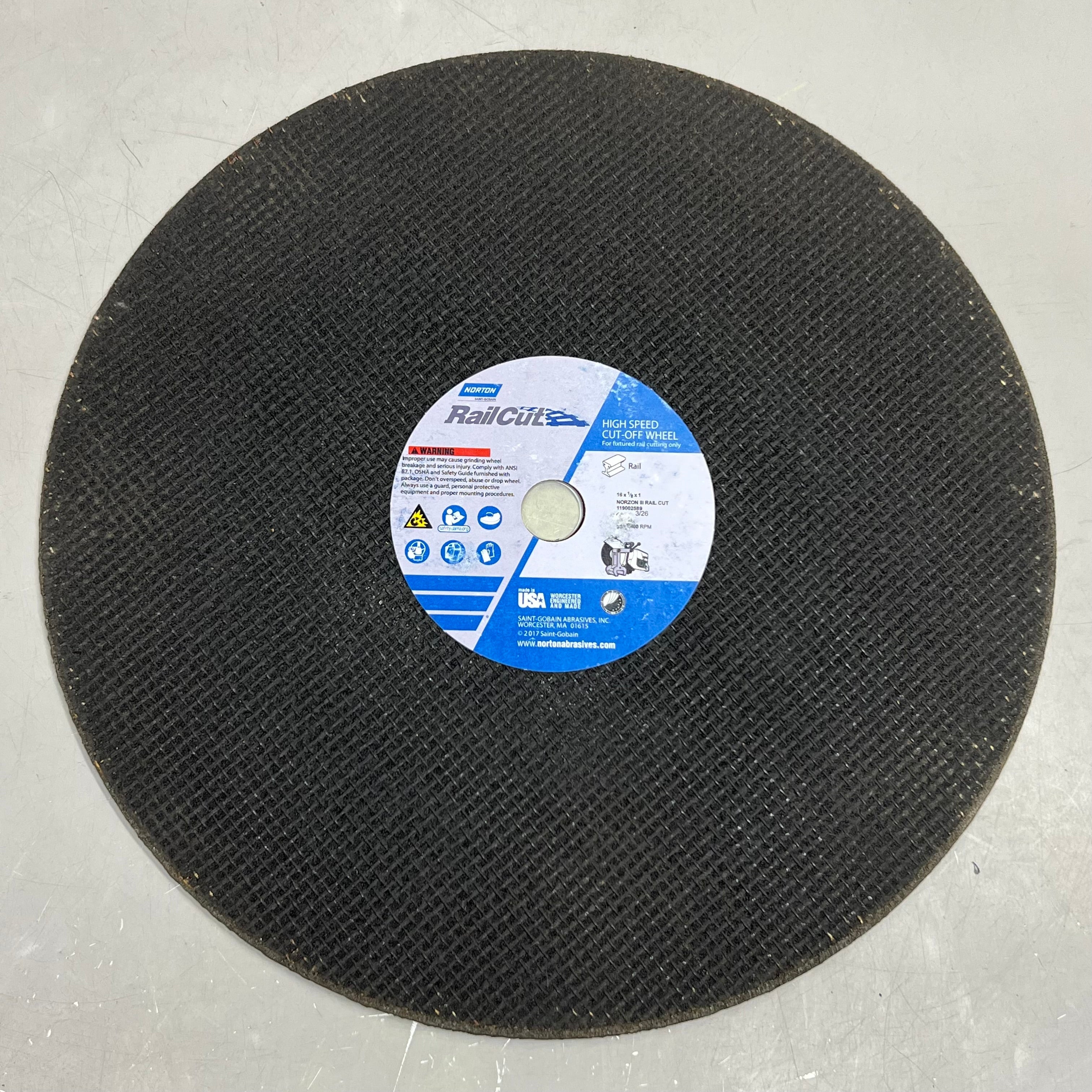 NORTON (10 PACK) High Speed Reinforced Cut off Wheel 16 X 1/8 X 1, Black
