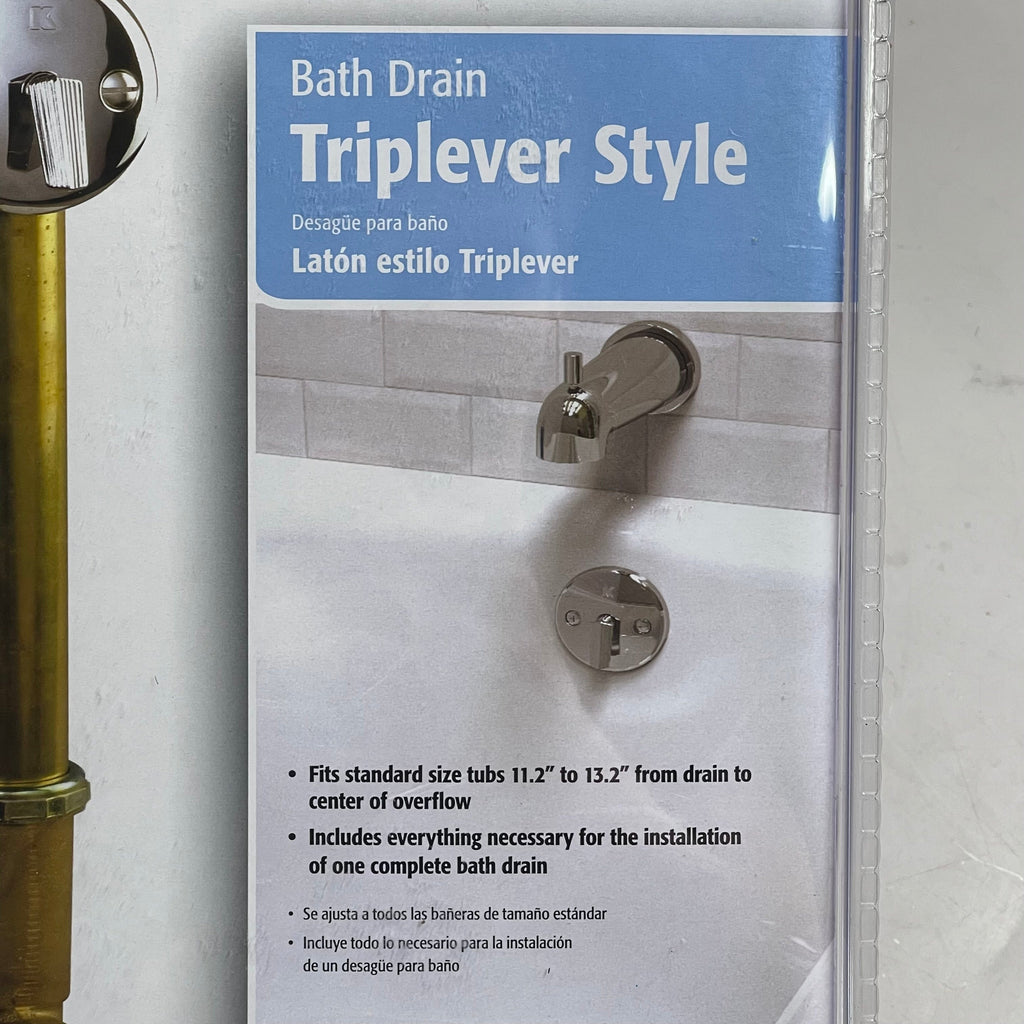 KEENEY 20 Gauge Bath Drain 606RB 1-1/2" Brass W/ Polished Chrome 28630