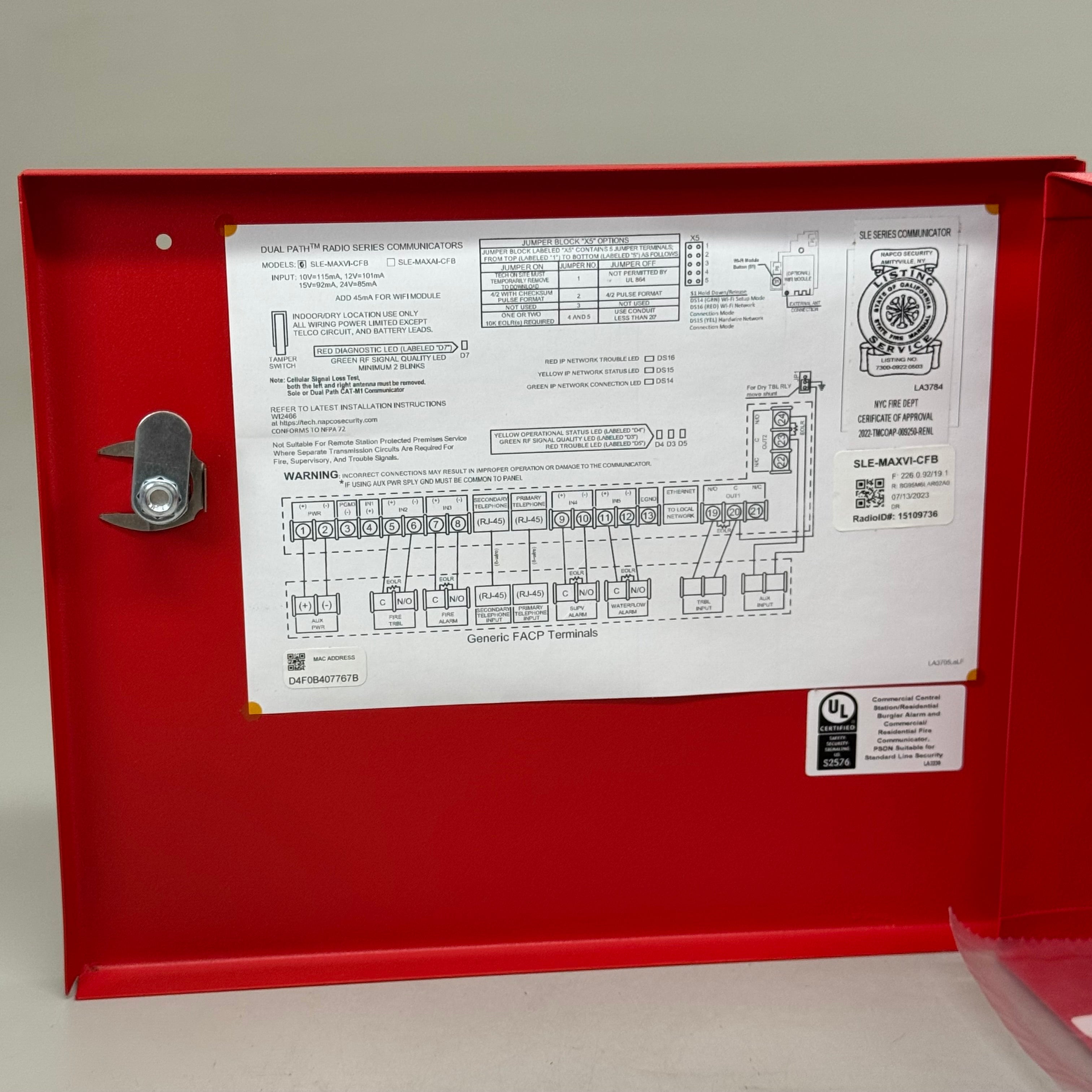NAPCO Universal Alarm Cellular Communicator in Metal Box Verizon SLE-MAXVI-CFB