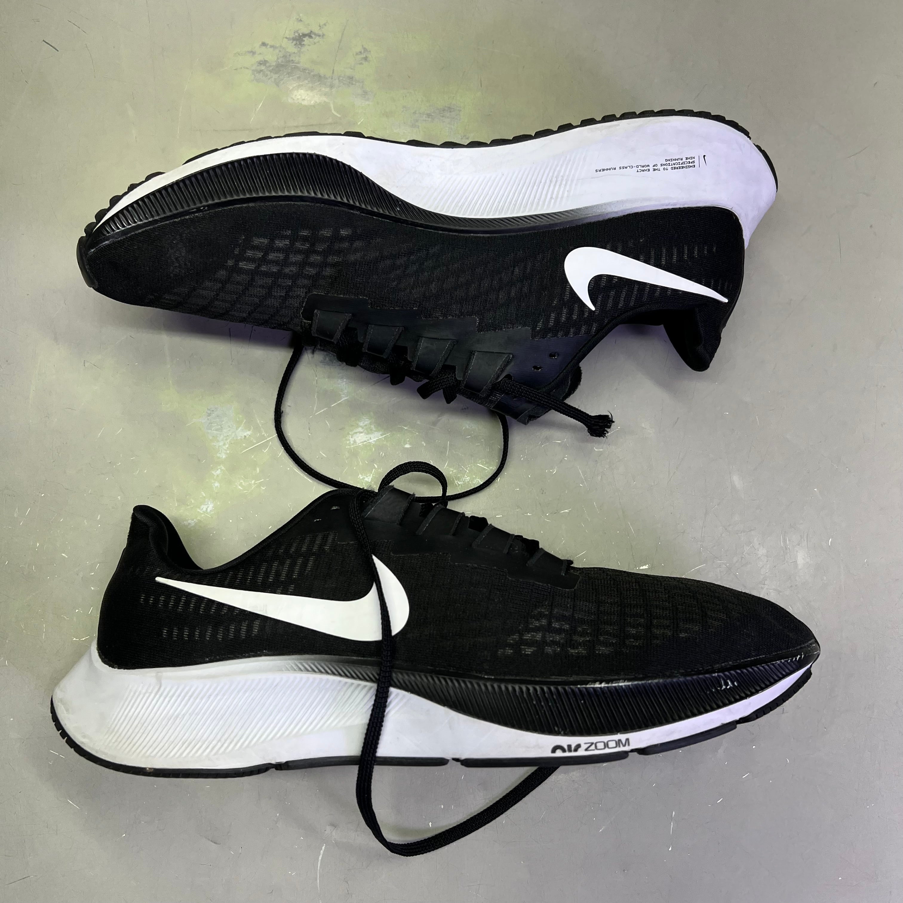 NIKE Air Zoom Pegasus 37 Running Shoes Men's Sz 14 Black/White (Pre-Owned)