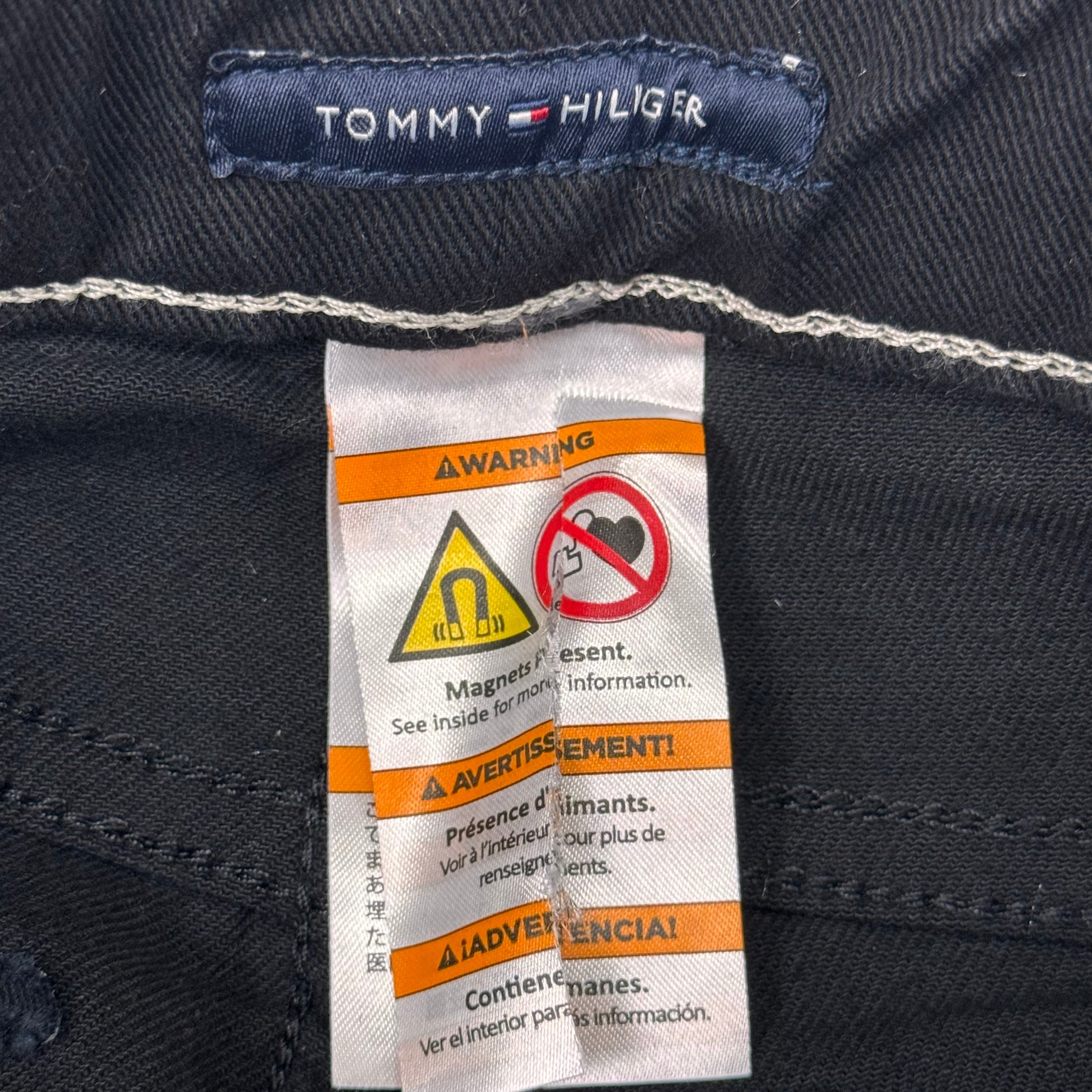 TOMMY HILFIGER JEANS Slim Bermuda Shorts Women's SZ 4 Waist 27 Black Magnet / Velcro