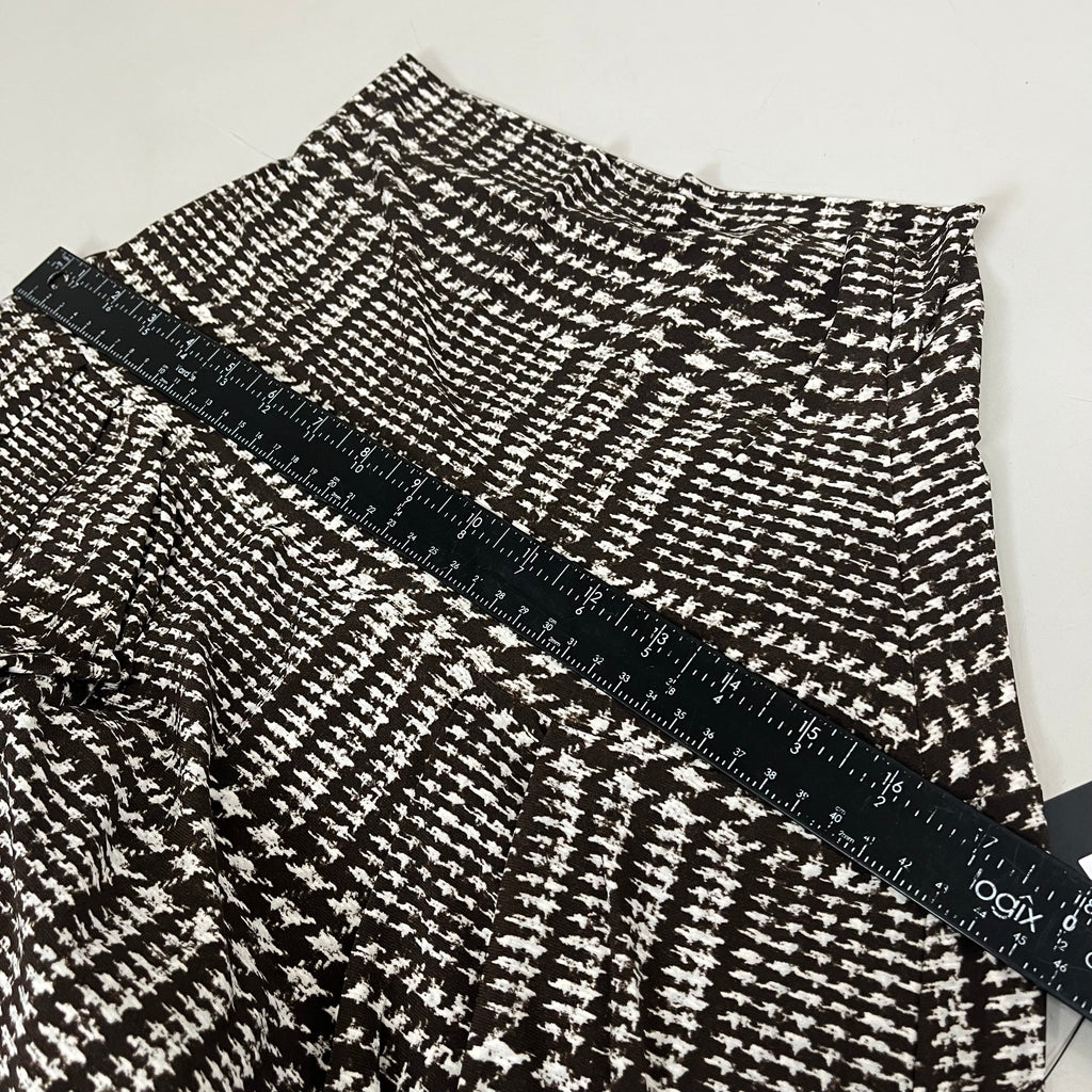 NORMA KAMALI High Waist Pleat Pant Women's Sz XL/38 Chocolate Glenn Plaid Tweed