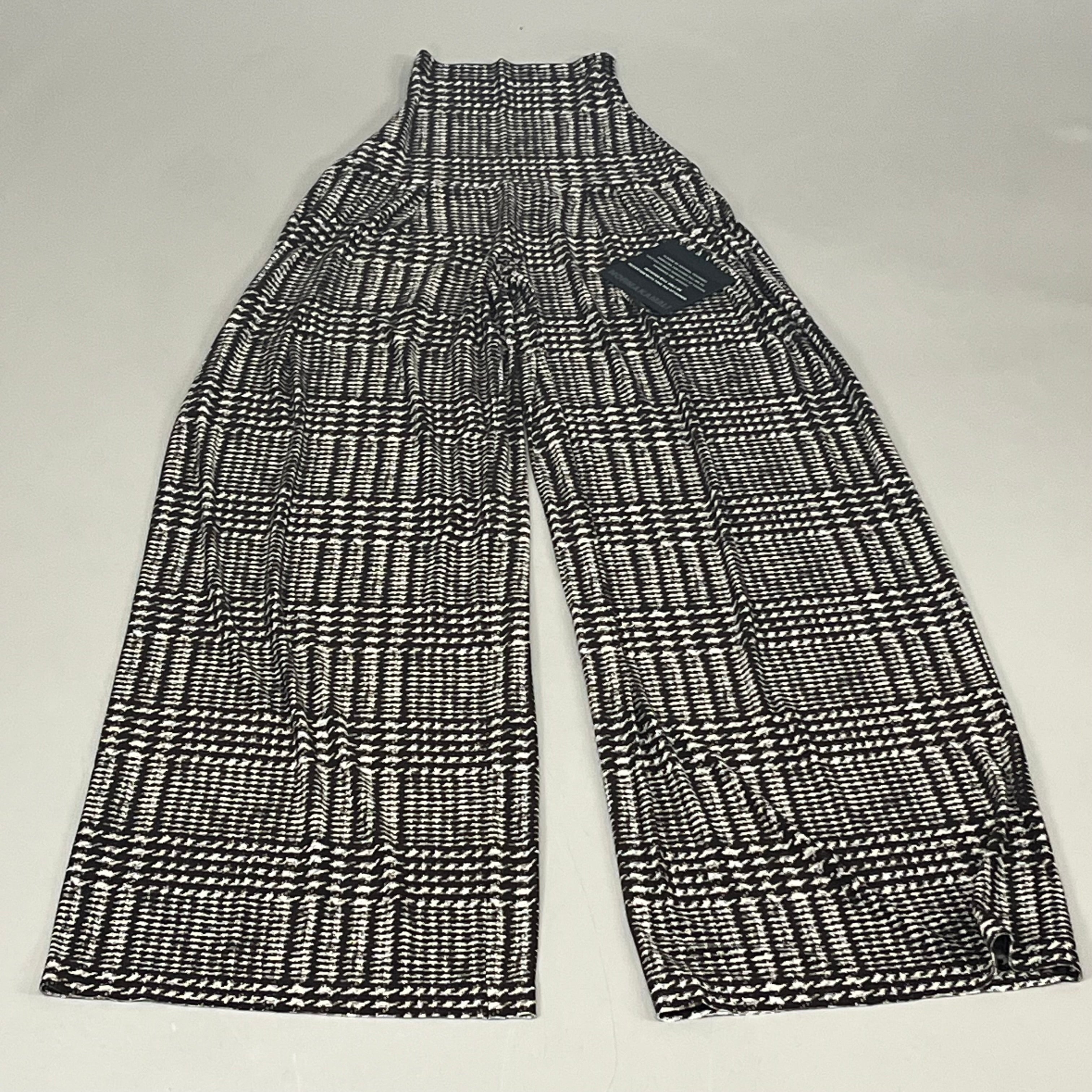 NORMA KAMALI High Waist Pleat Pant Women's Sz XL/38 Chocolate Glenn Plaid Tweed