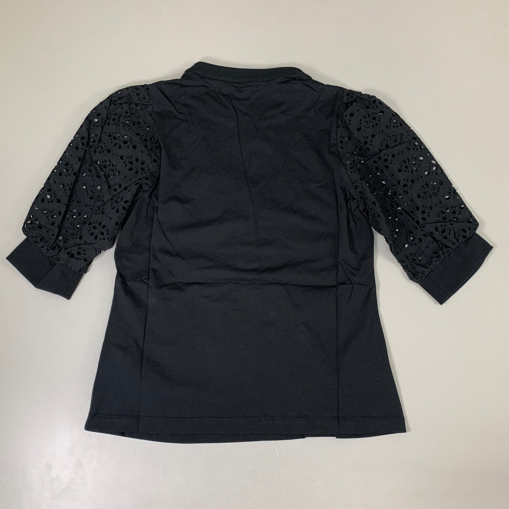 VERONICA BEARD Jeans Women's Coralee Top Lace Sleeves Sz-L Black J2406JY0330831