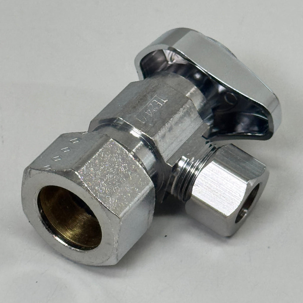 ZA@ BRASS CRAFT (5 PACK) 1/4" Turn Angle Supply STOP Valve 1/2"x3/8" Chrome G2CR19XC As-is Damaged Packaging