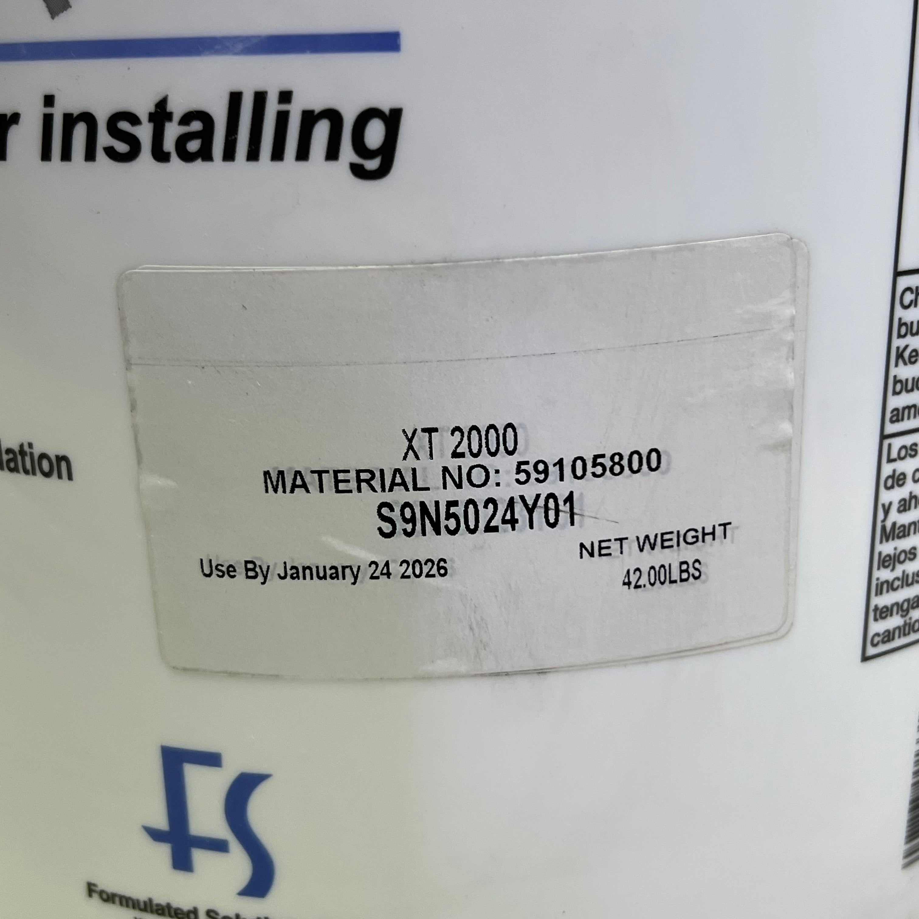 XT 2000+ High Strength Adhesive 5 Gal S9N5024Y01 BB 01/26