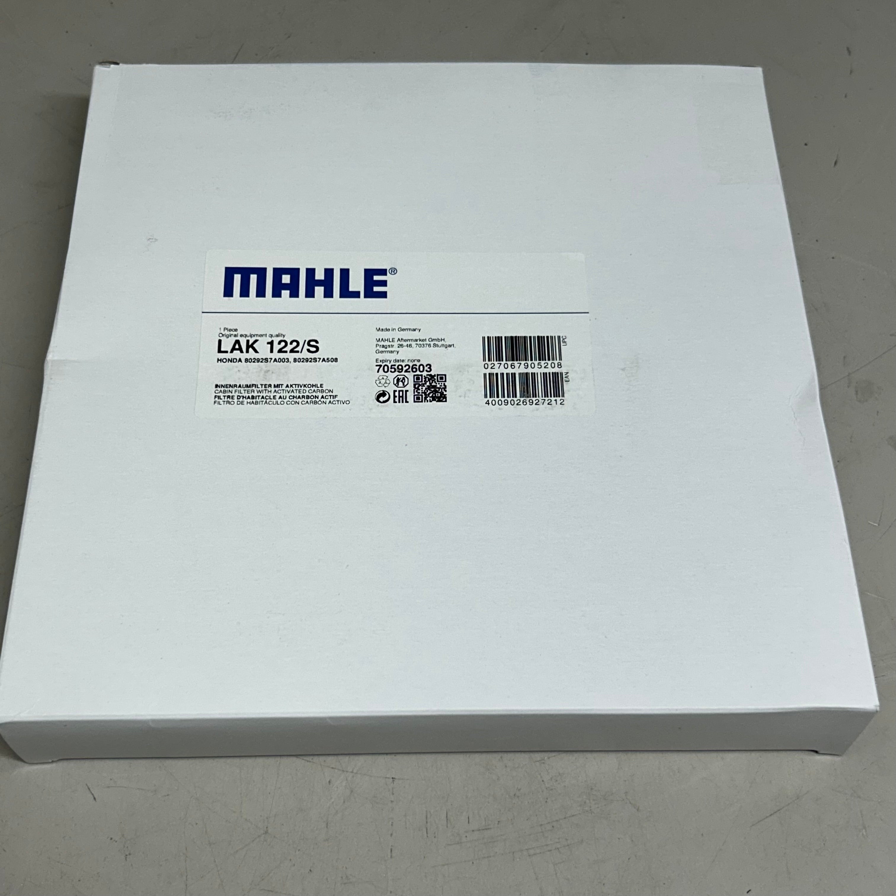 MAHLE Cabin Air Filter Replacement Part For Acura & Honda LAK 122/S
