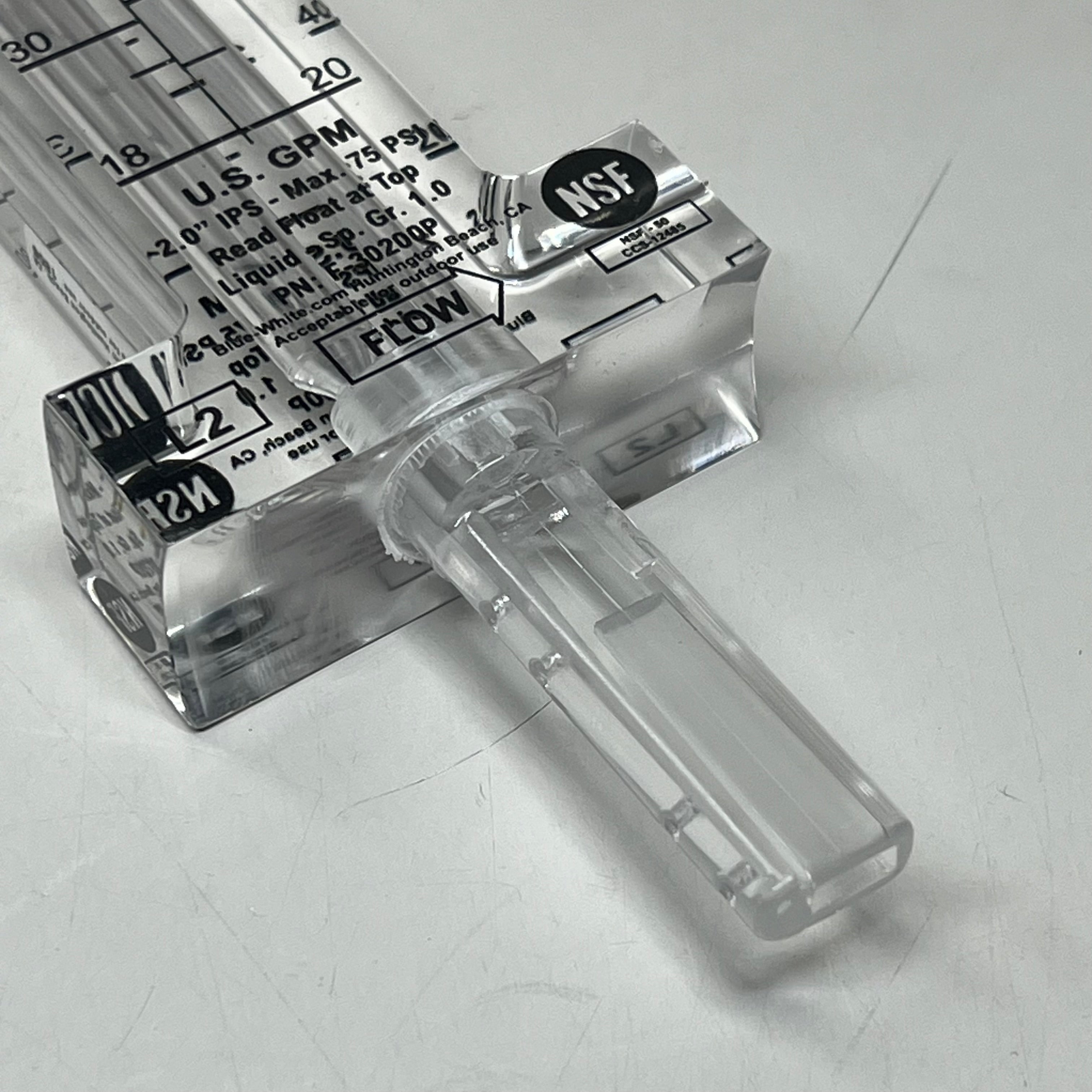 BLUE-WHITE Acrylic Flow Meter Stainless Steel Float Material 2.00" F302200P