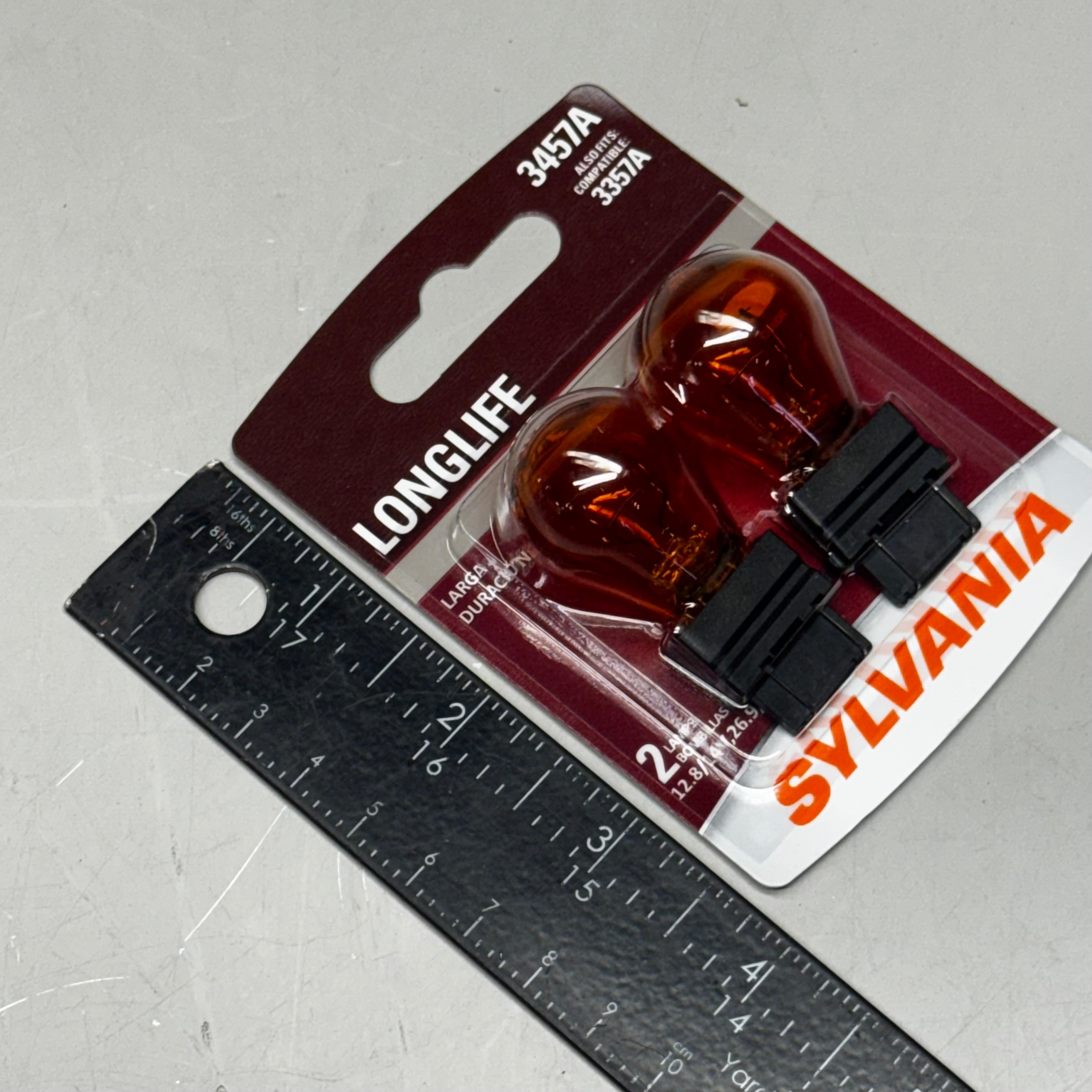 SYLVANIA (6 Bulb) Long Life Miniature 3457A, Orange 3457ALL.BP2